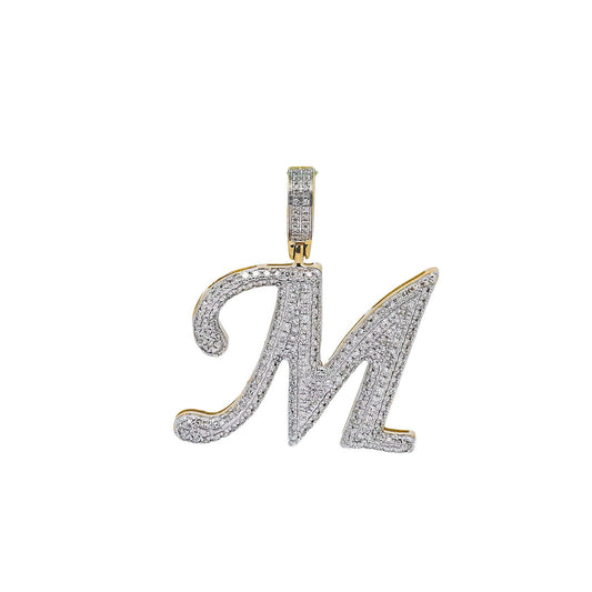 10K YELLOW GOLD DIAMOND LETTER M PENDANT 0.53 CT