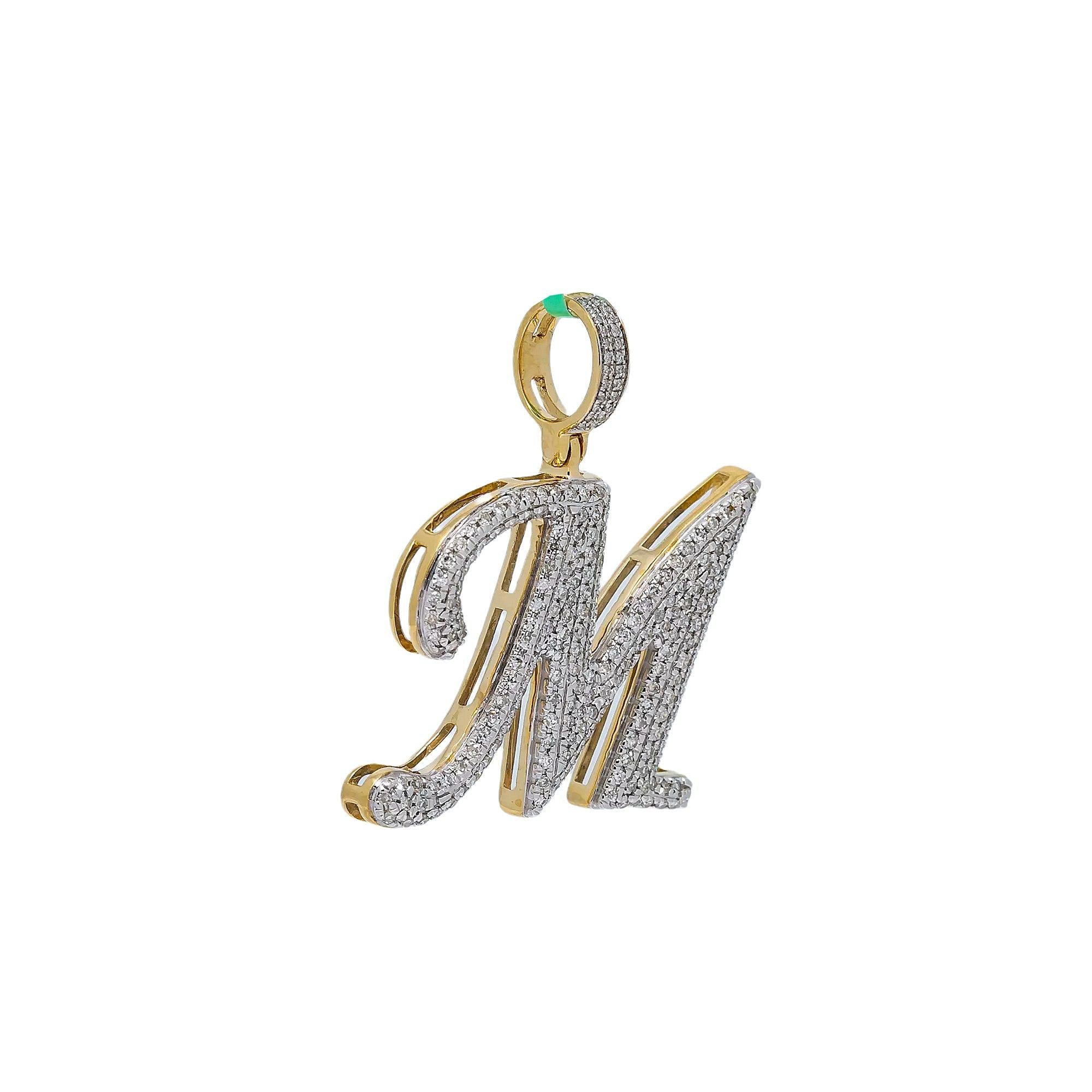 10K YELLOW GOLD DIAMOND LETTER M PENDANT 0.53 CT