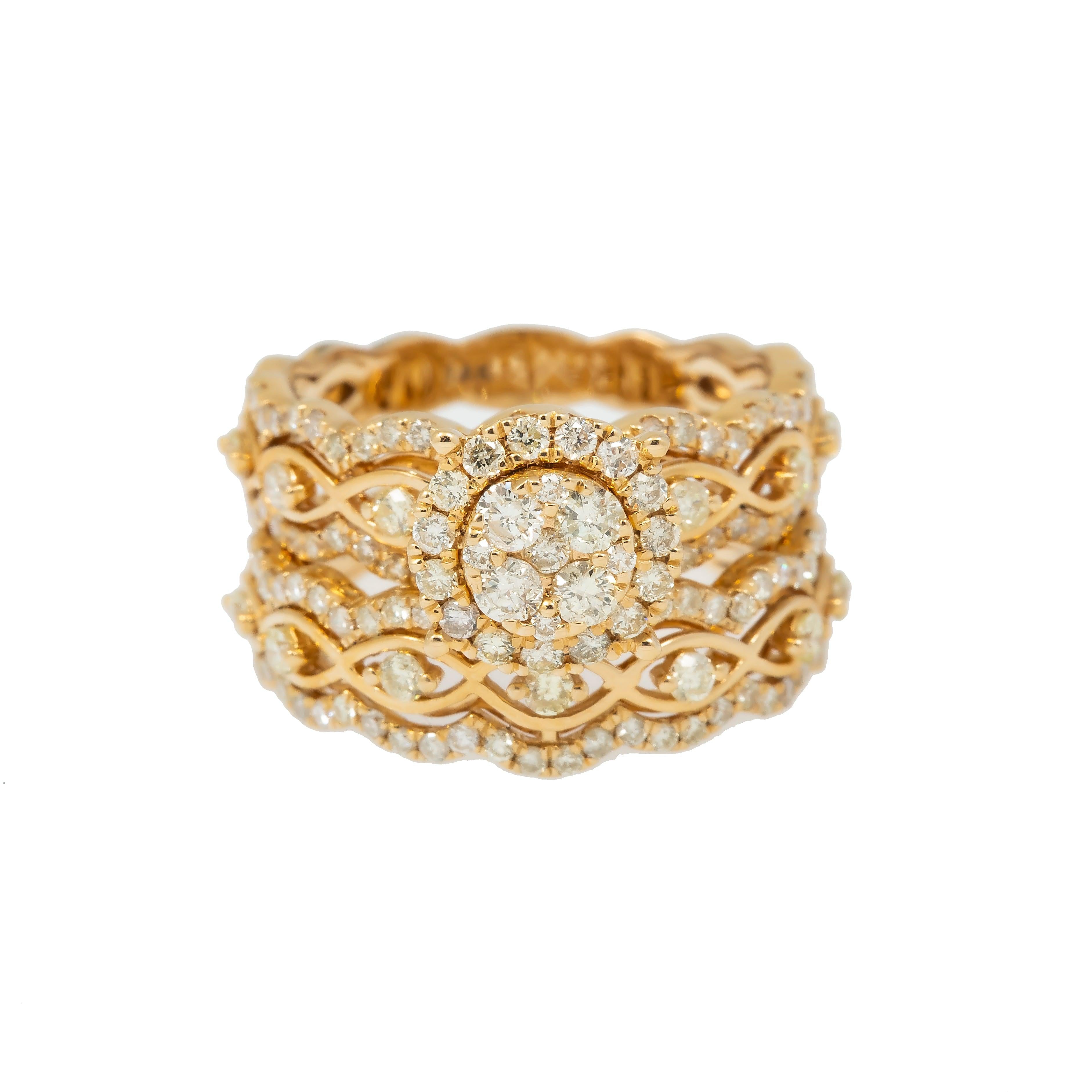 14K GOLD ROUND DIAMOND CLUSTER BRIDAL SET 1.69 CTW
