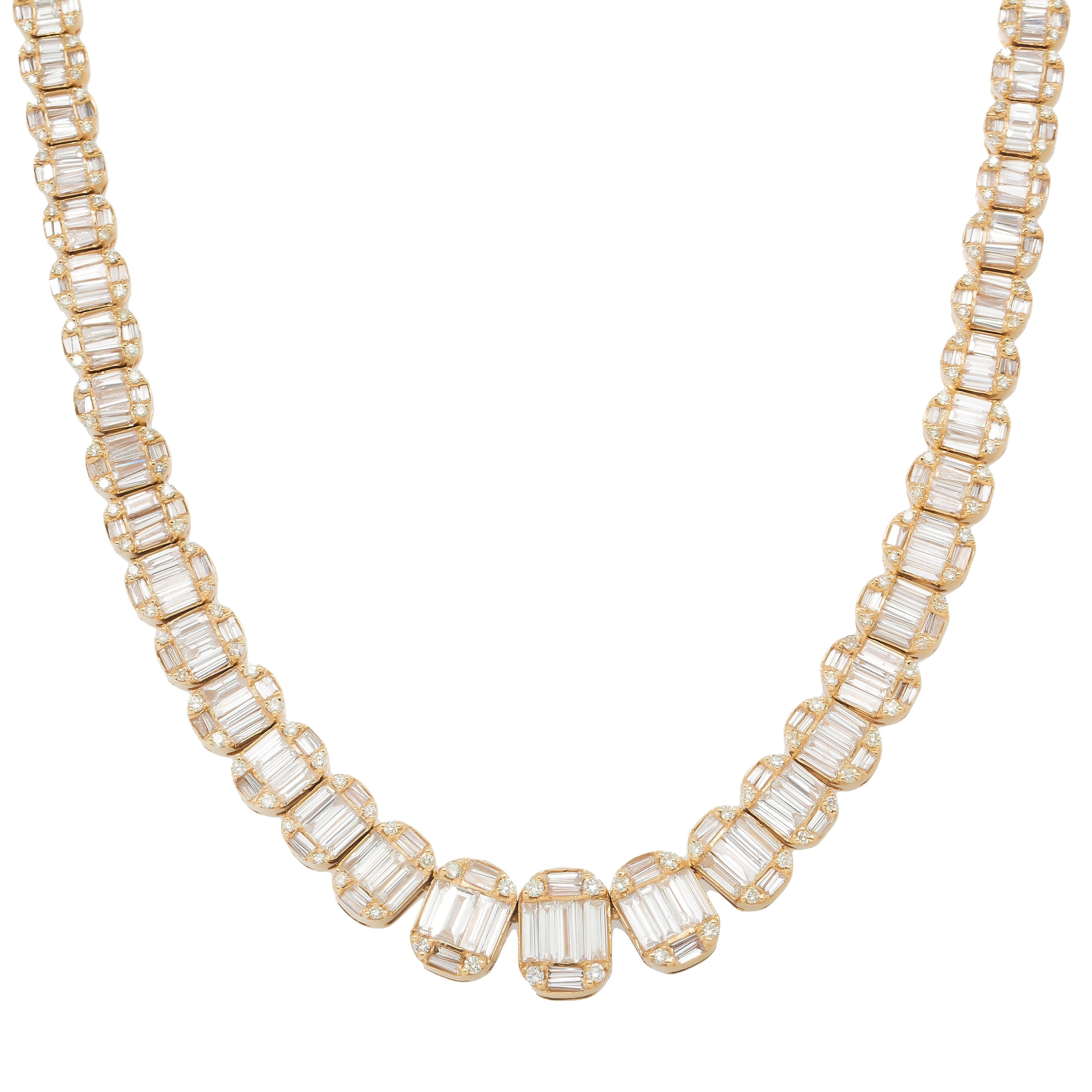 14K GOLD BAGUETTE DIAMOND CHAIN 22.85 CT