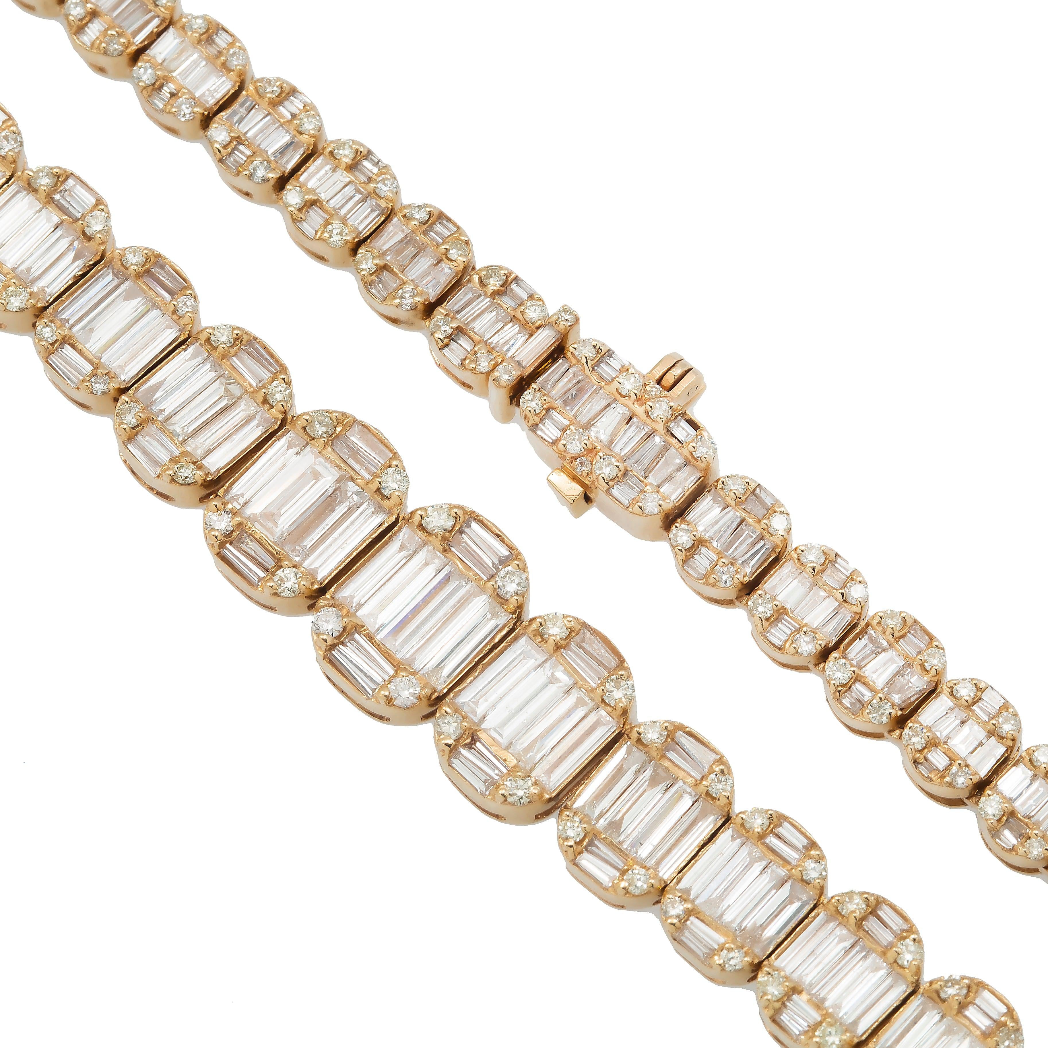14K GOLD BAGUETTE DIAMOND CHAIN 22.85 CT
