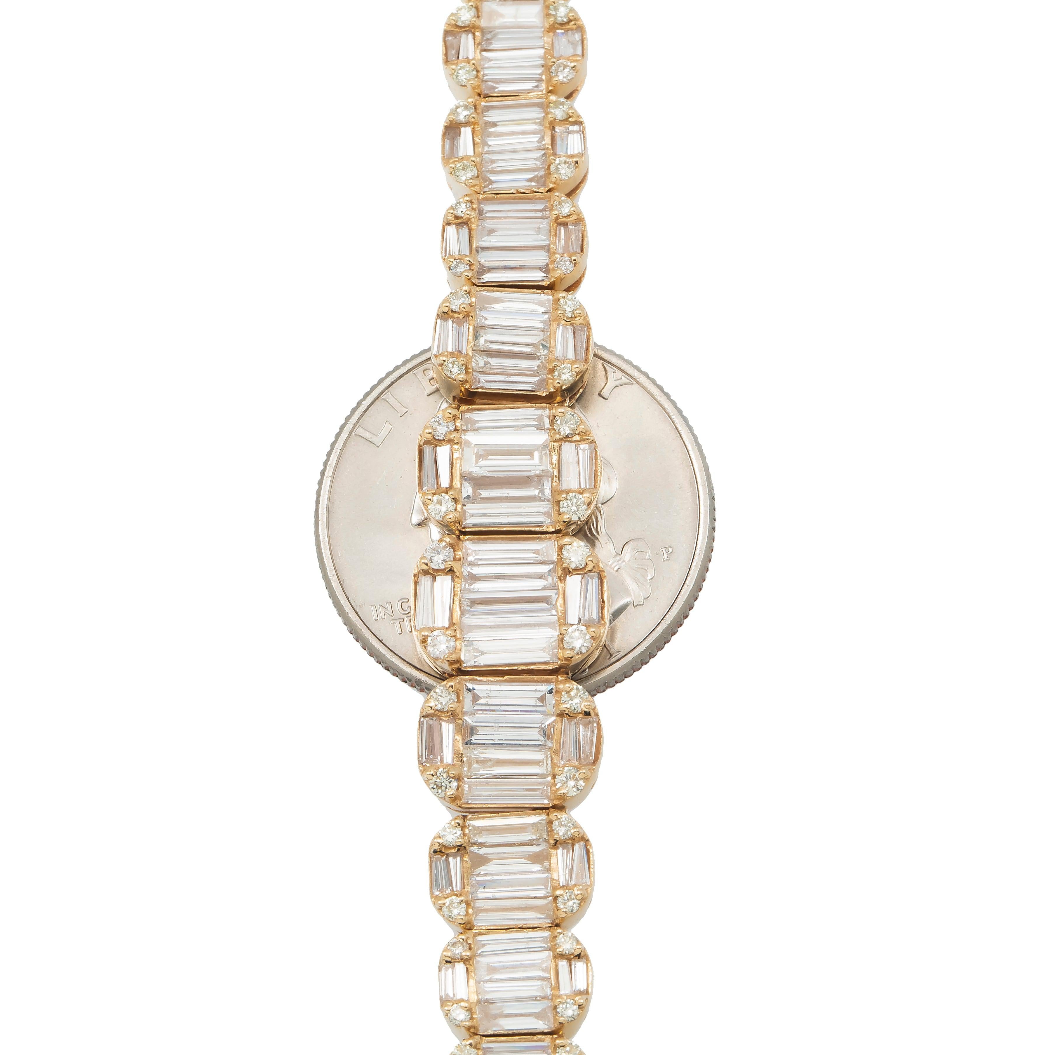 14K GOLD BAGUETTE DIAMOND CHAIN 22.85 CT