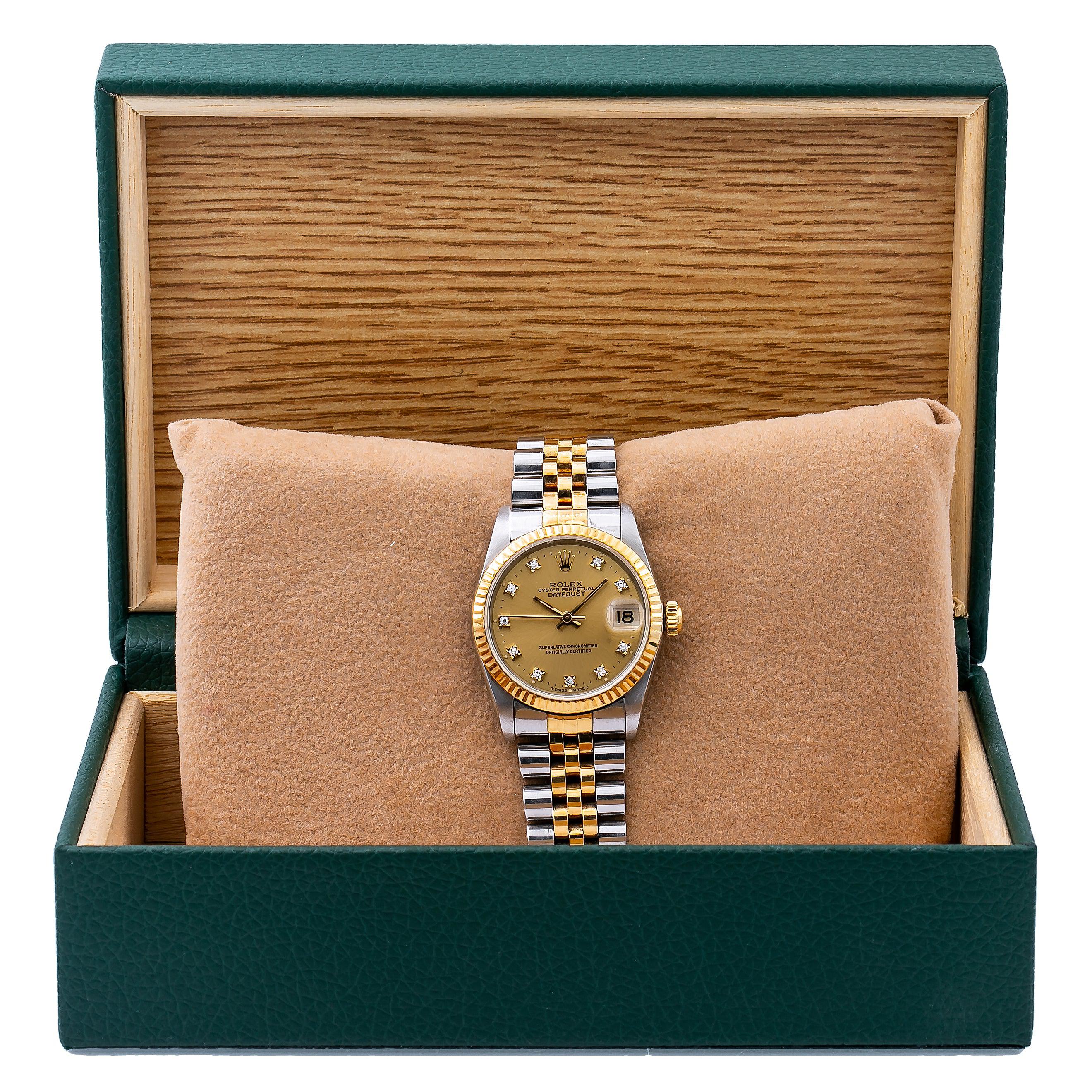 Rolex Lady-Datejust 68273 31MM Champagne Diamond Dial With Two Tone Jubilee Bracelet