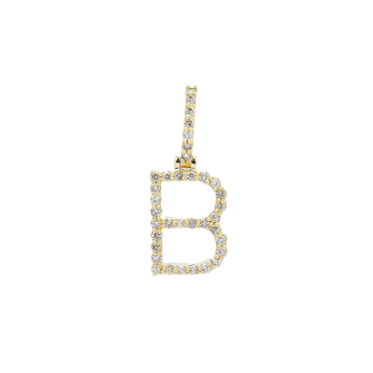 10K YELLOW GOLD LETTER B PENDANT WITH 1.55 CT DIAMONDS