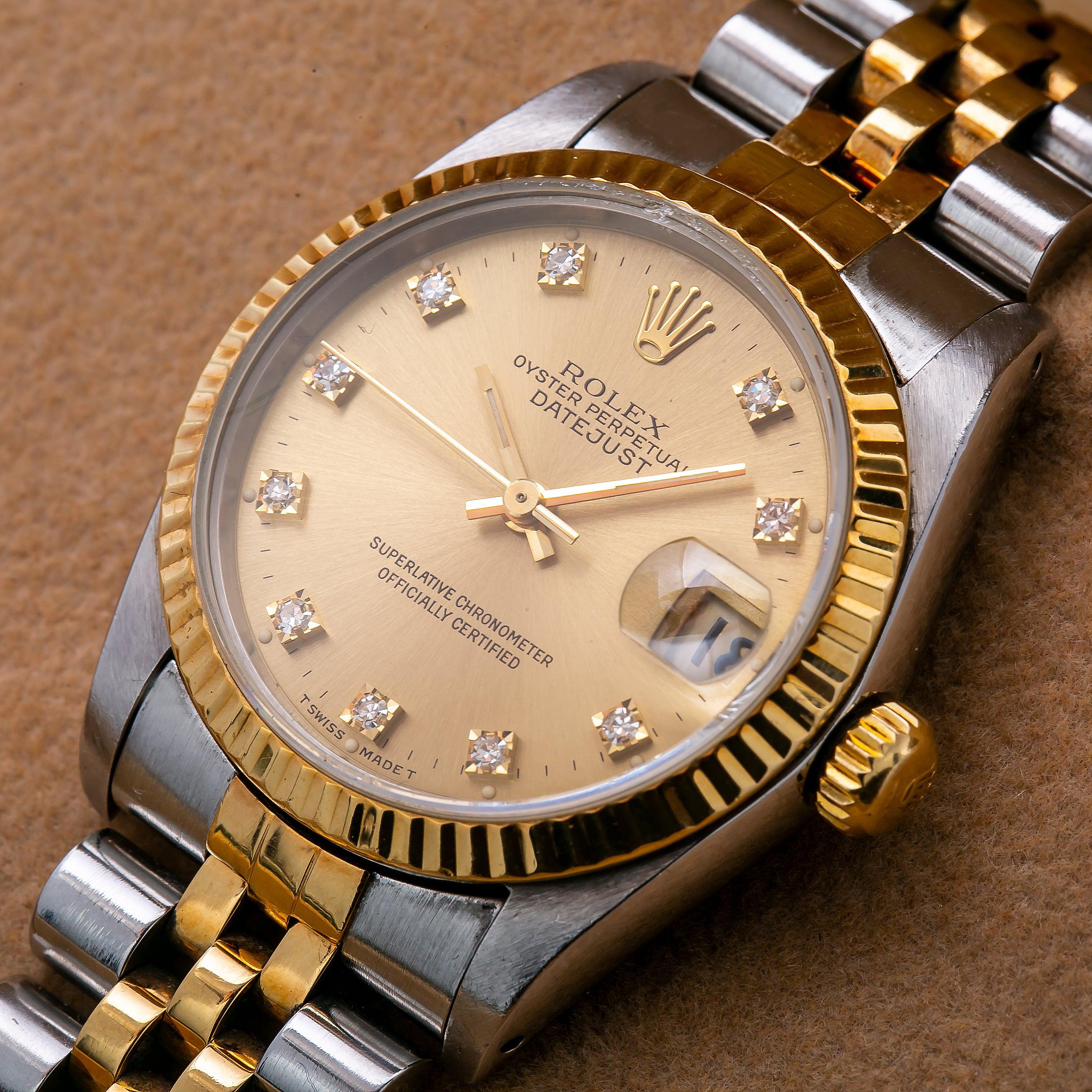 Rolex Lady-Datejust 68273 31MM Champagne Diamond Dial With Two Tone Jubilee Bracelet