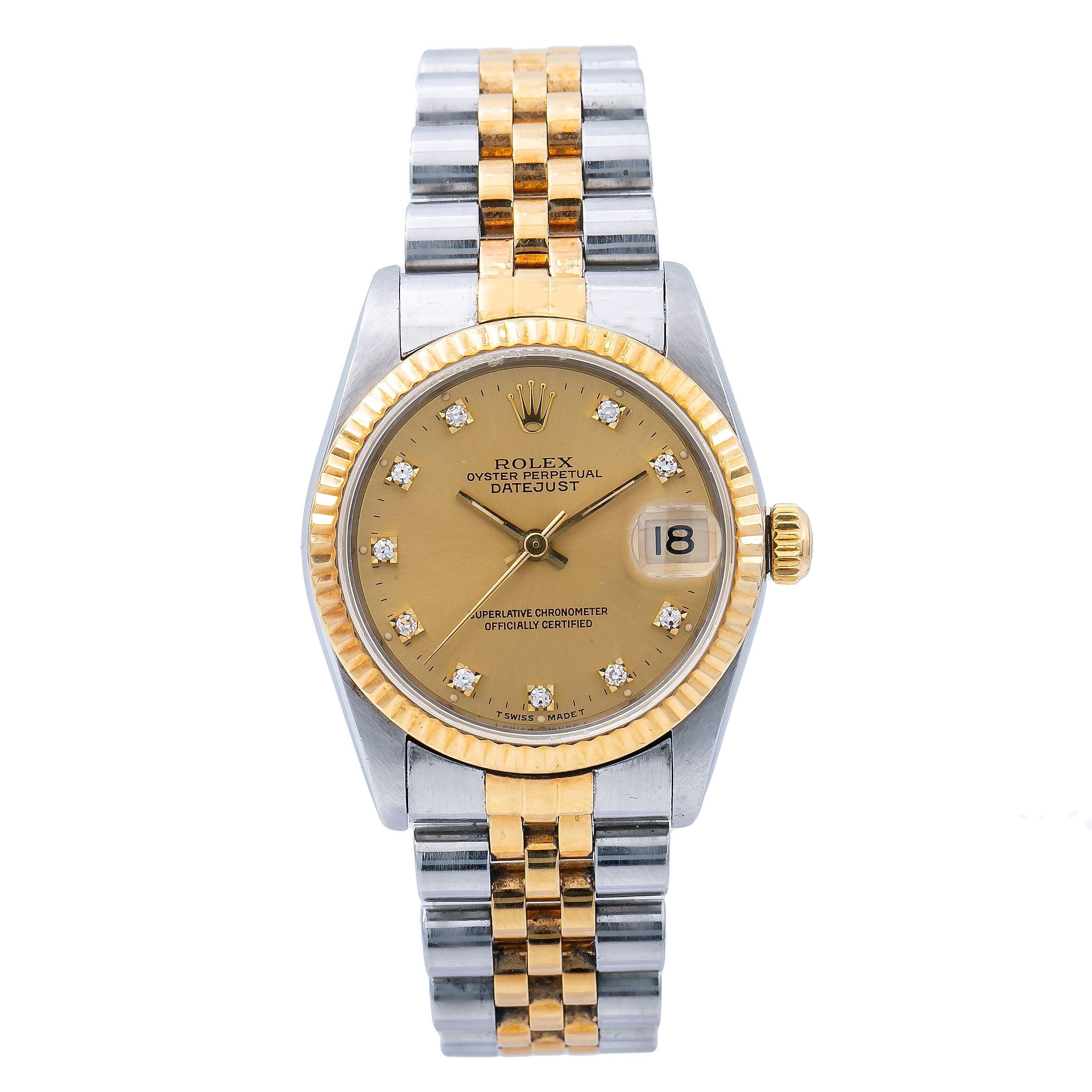 Rolex Lady-Datejust 68273 31MM Champagne Diamond Dial With Two Tone Jubilee Bracelet