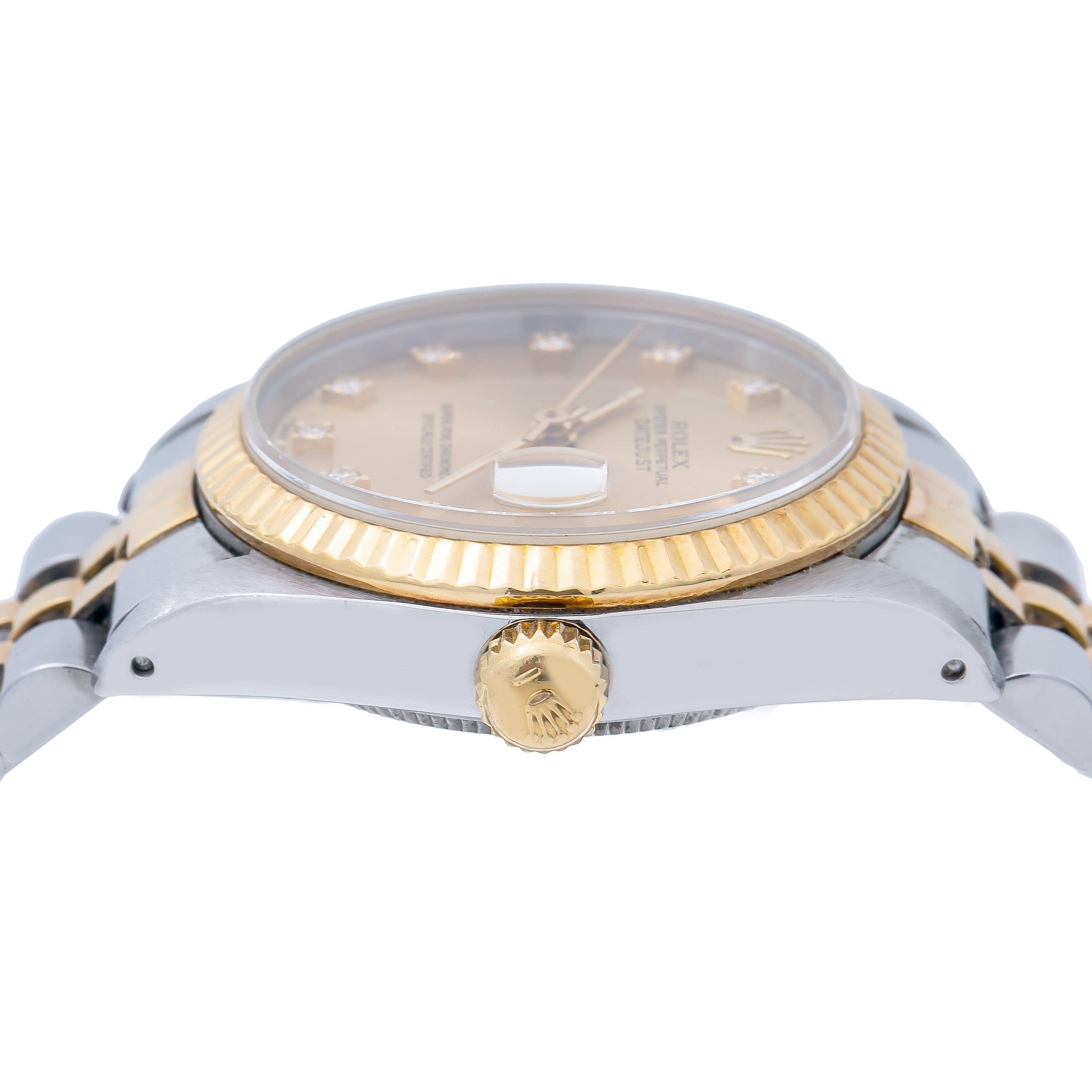 Rolex Lady-Datejust 68273 31MM Champagne Diamond Dial With Two Tone Jubilee Bracelet