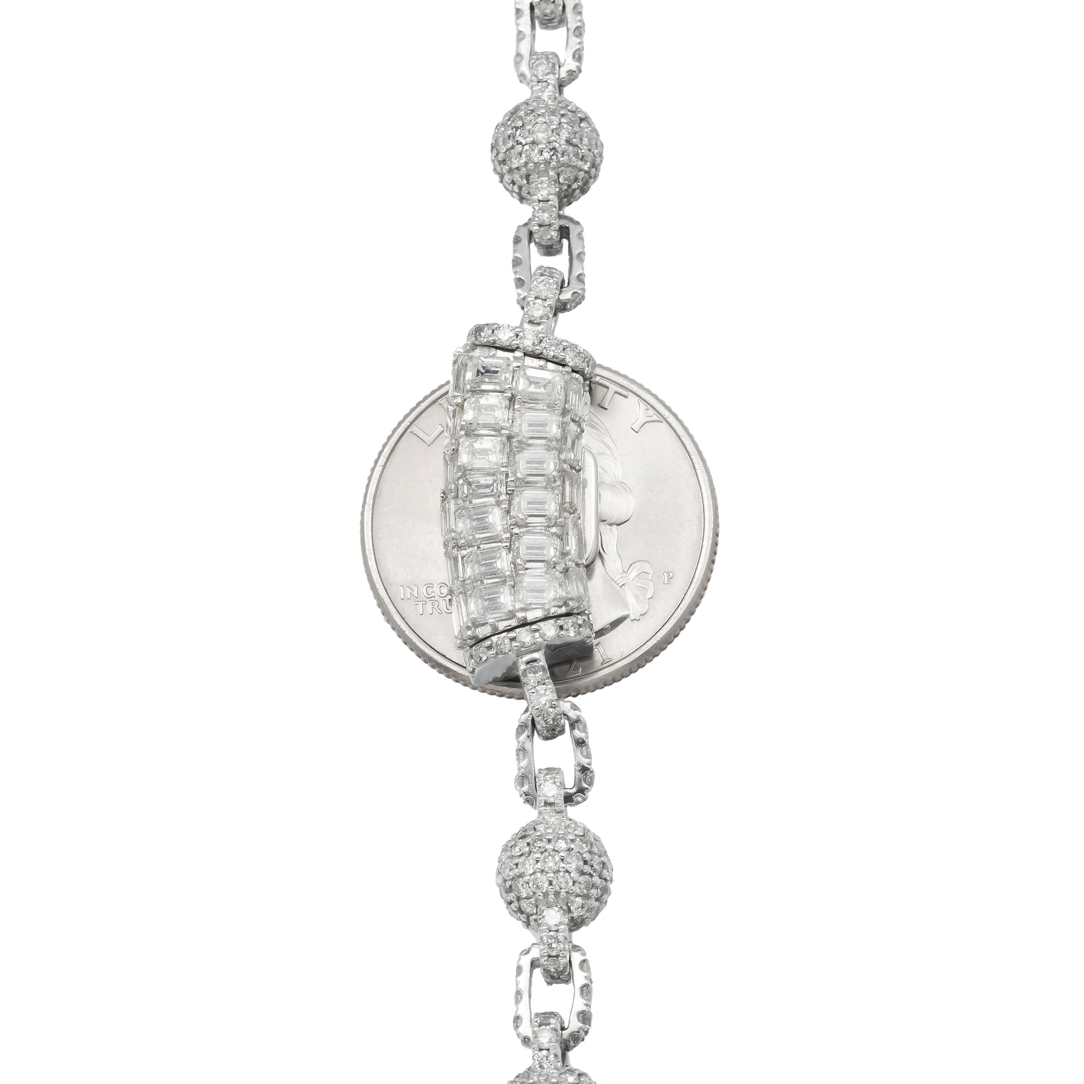 10K GOLD BAGUETTE DIAMOND CROSS BALL CHAIN 35.41 CT