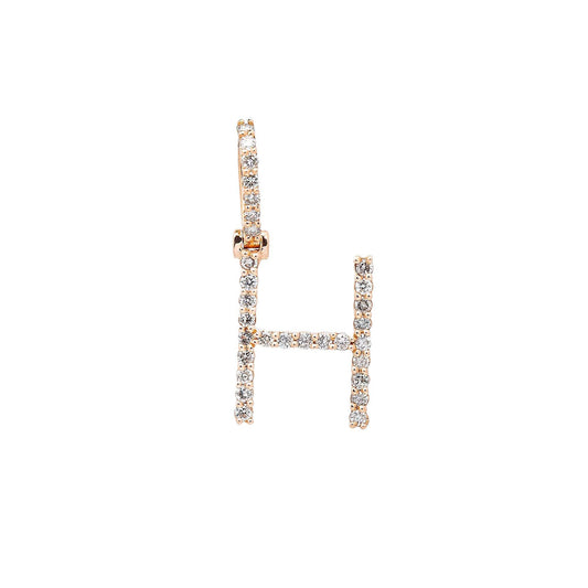 10K ROSE GOLD LETTER H PENDANT WITH 1.50 CT DIAMONDS