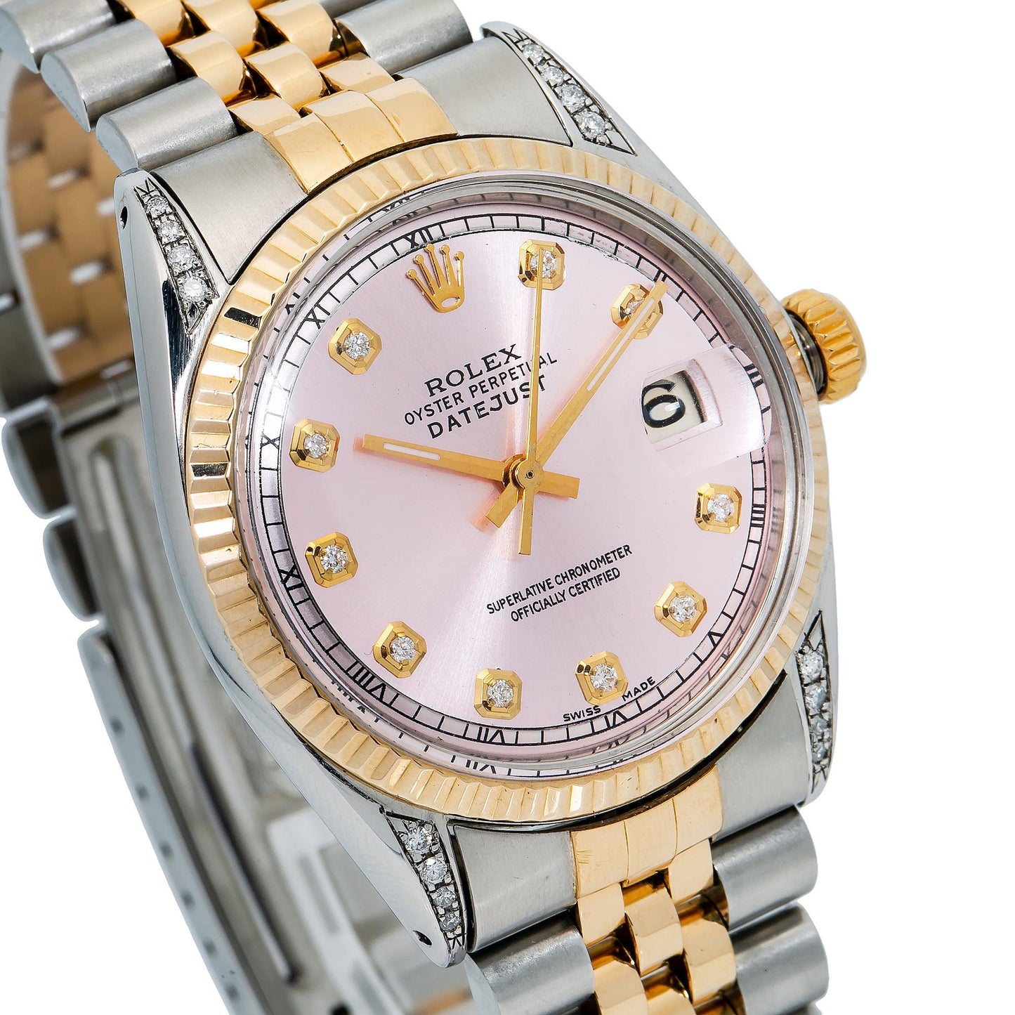 Rolex Datejust 16013 36MM Pink Diamond Dial With Two Tone Bracelet