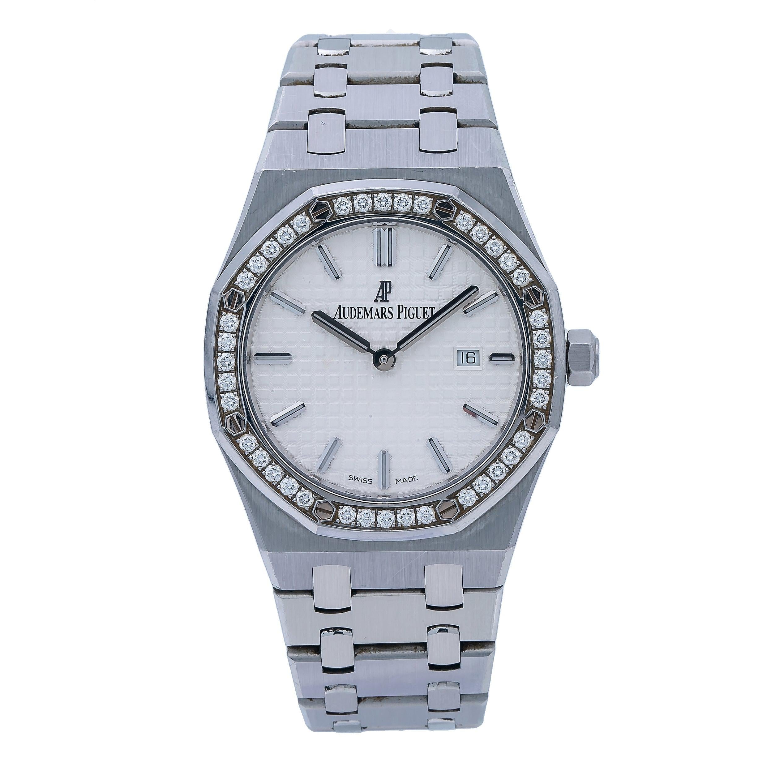 Audemars Piguet Royal Oak Lady 33MM White Dial And Factory Diamond Bezel