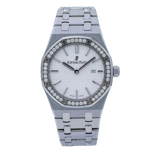 Audemars Piguet Royal Oak Lady 33MM White Dial And Factory Diamond Bezel