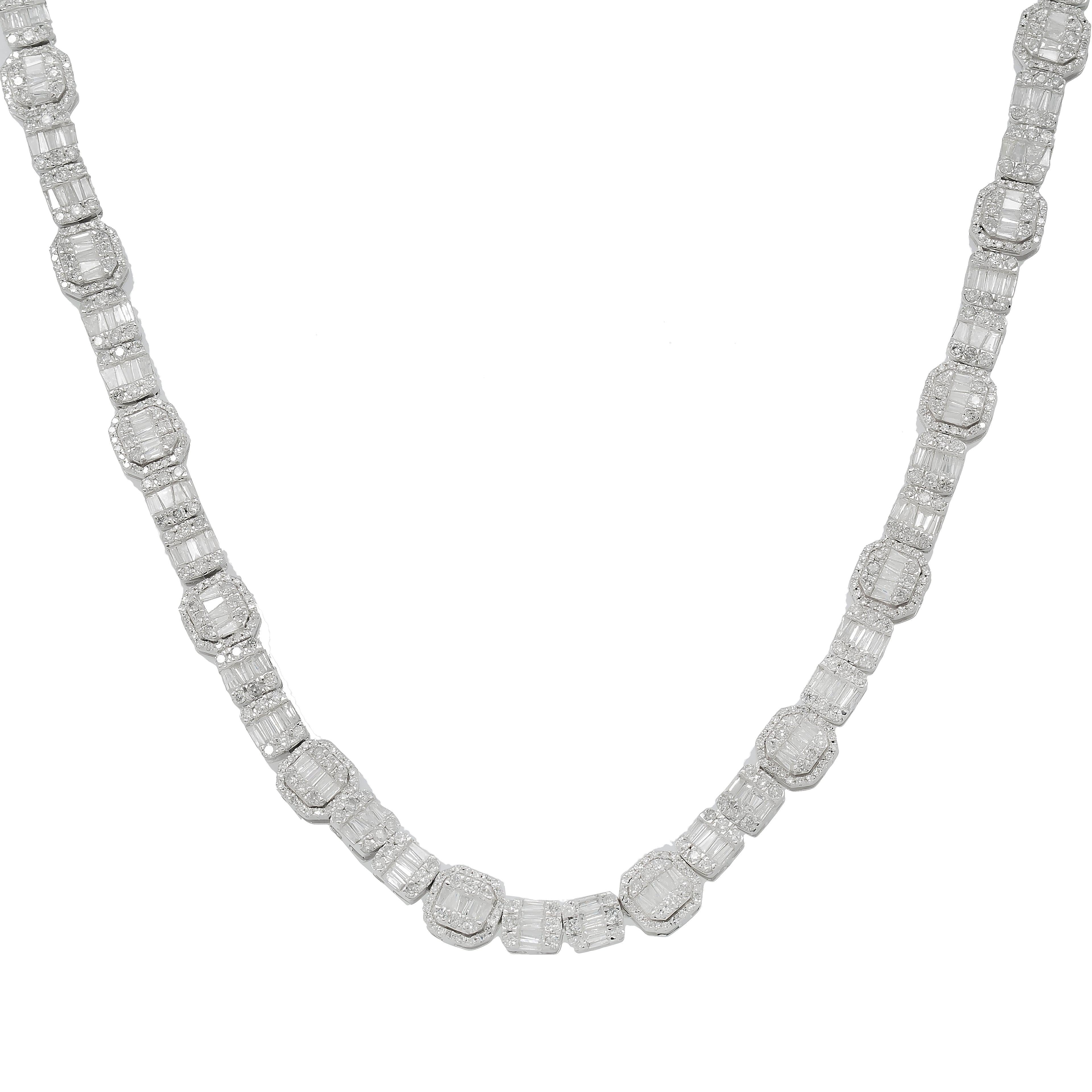 10K GOLD BAGUETTE DIAMOND CHAIN 12.88 CT