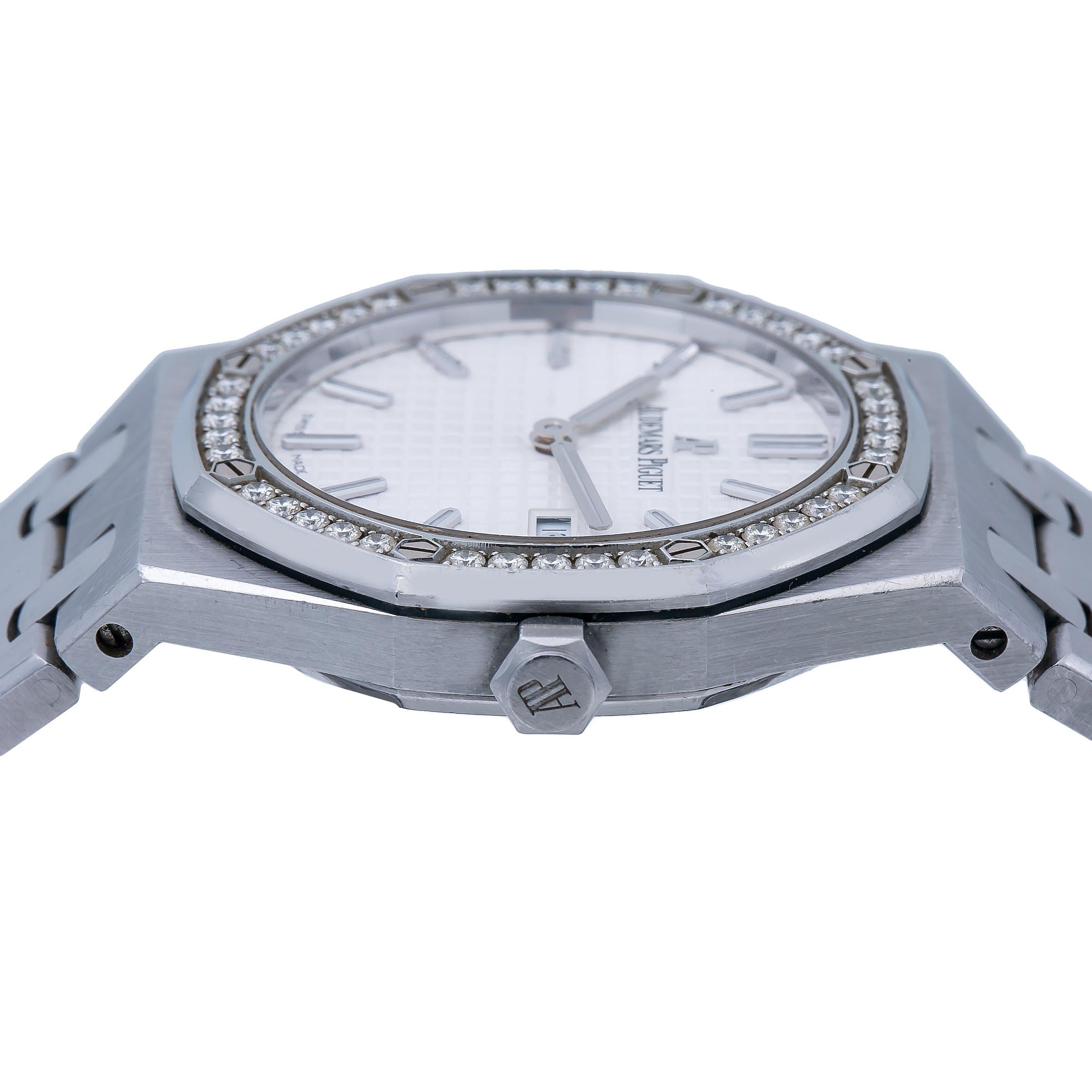 Audemars Piguet Royal Oak Lady 33MM White Dial And Factory Diamond Bezel