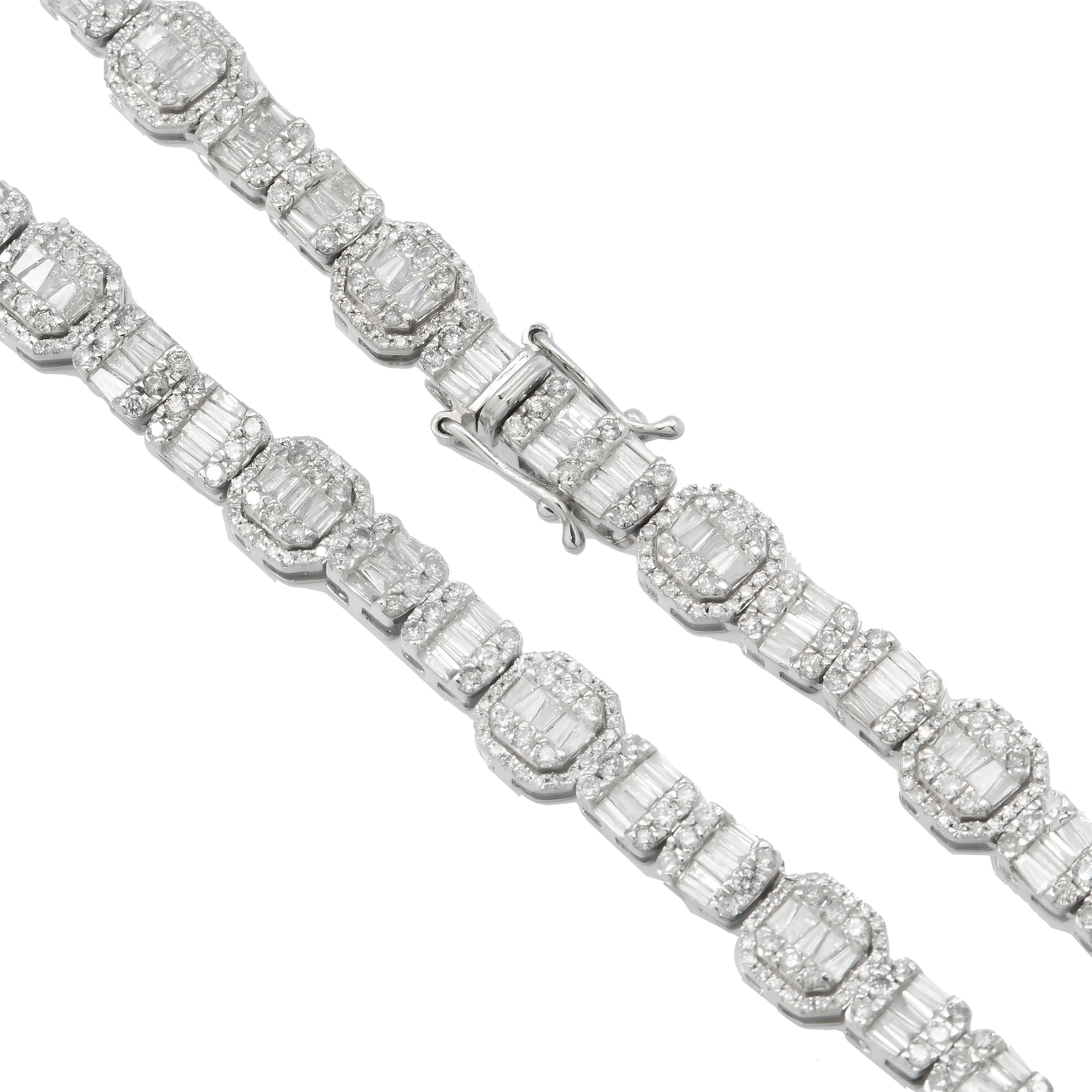 10K GOLD BAGUETTE DIAMOND CHAIN 12.88 CT
