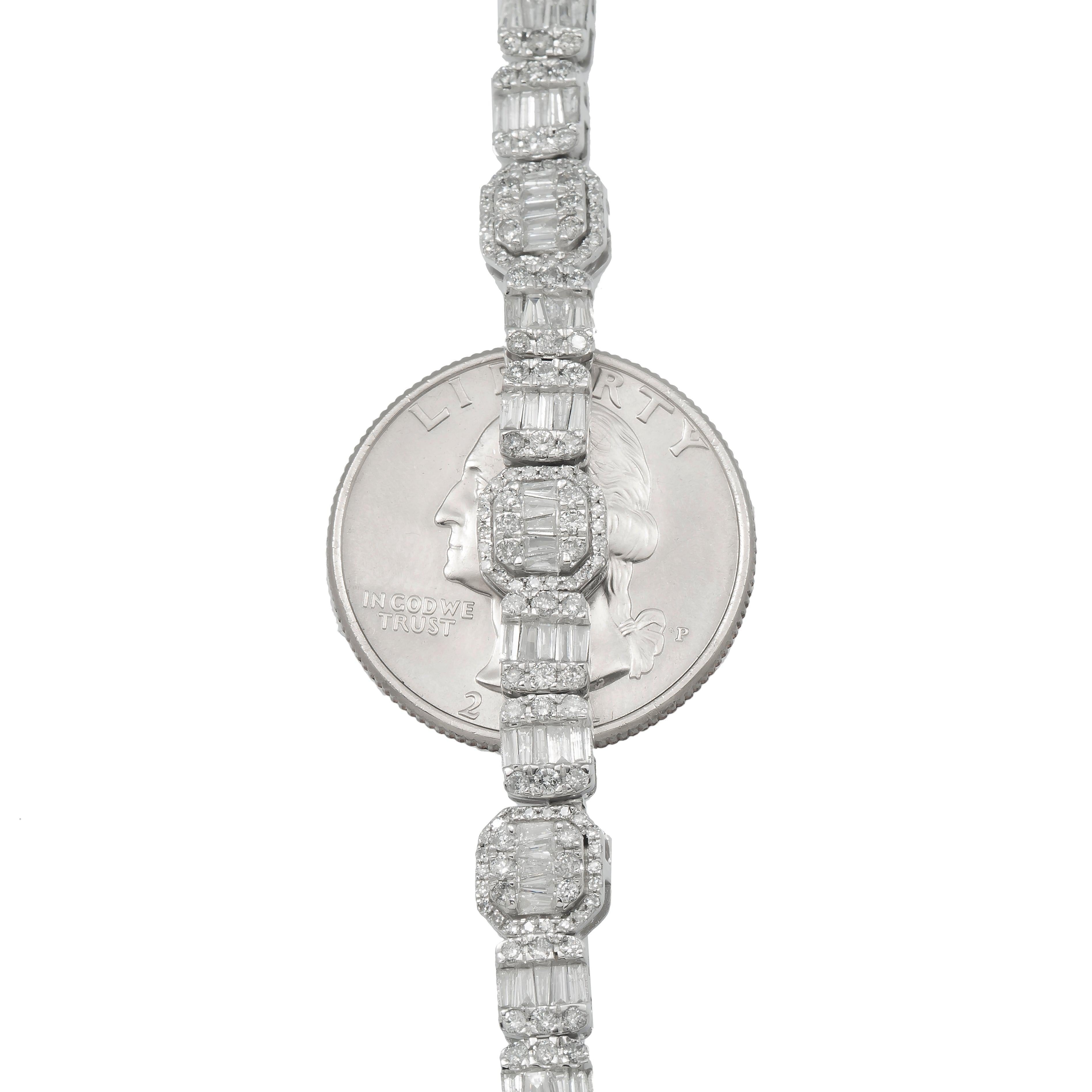 10K GOLD BAGUETTE DIAMOND CHAIN 12.88 CT