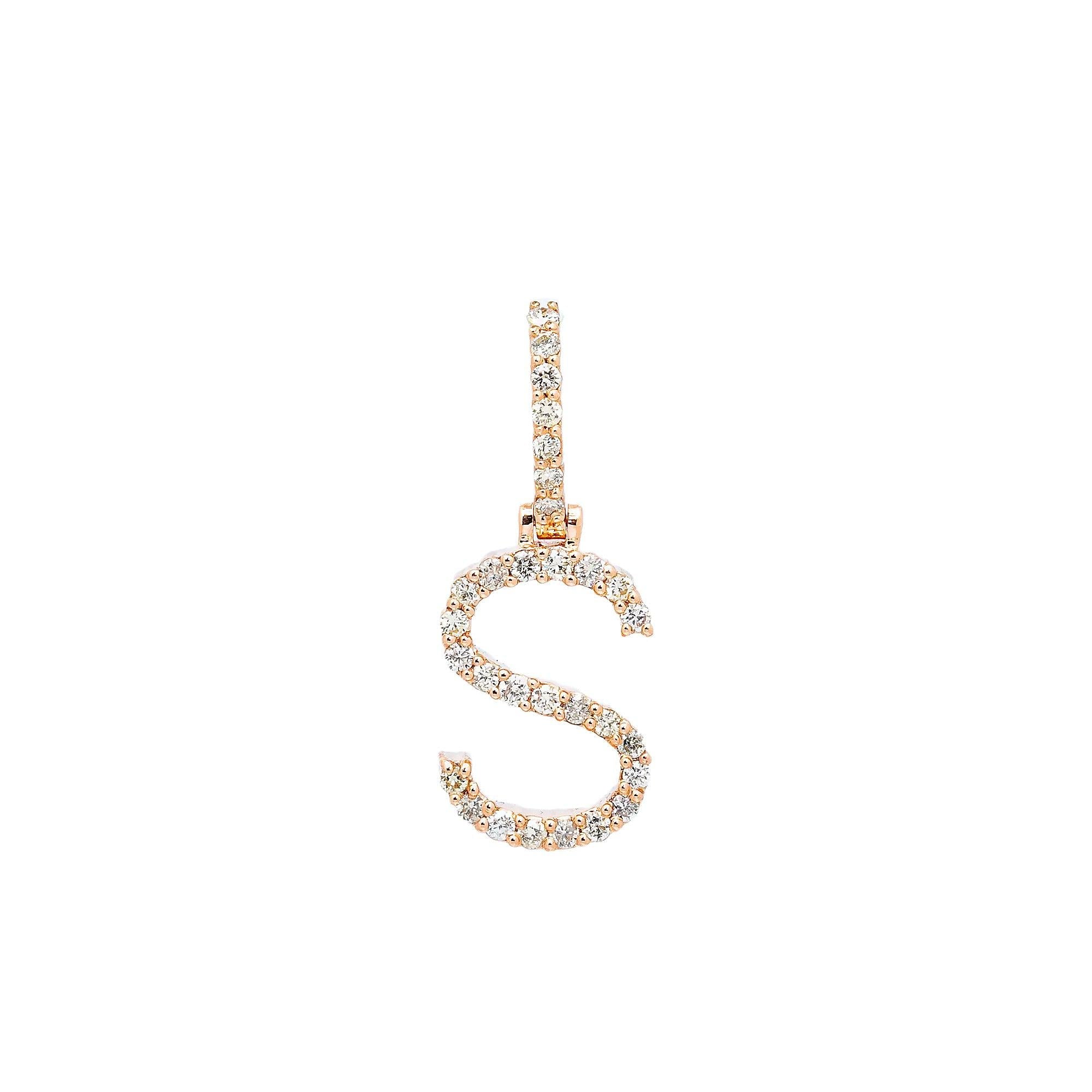 10K ROSE GOLD LETTER S PENDANT WITH 1.45 CT DIAMONDS