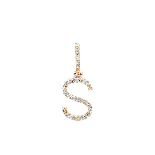10K ROSE GOLD LETTER S PENDANT WITH 1.45 CT DIAMONDS