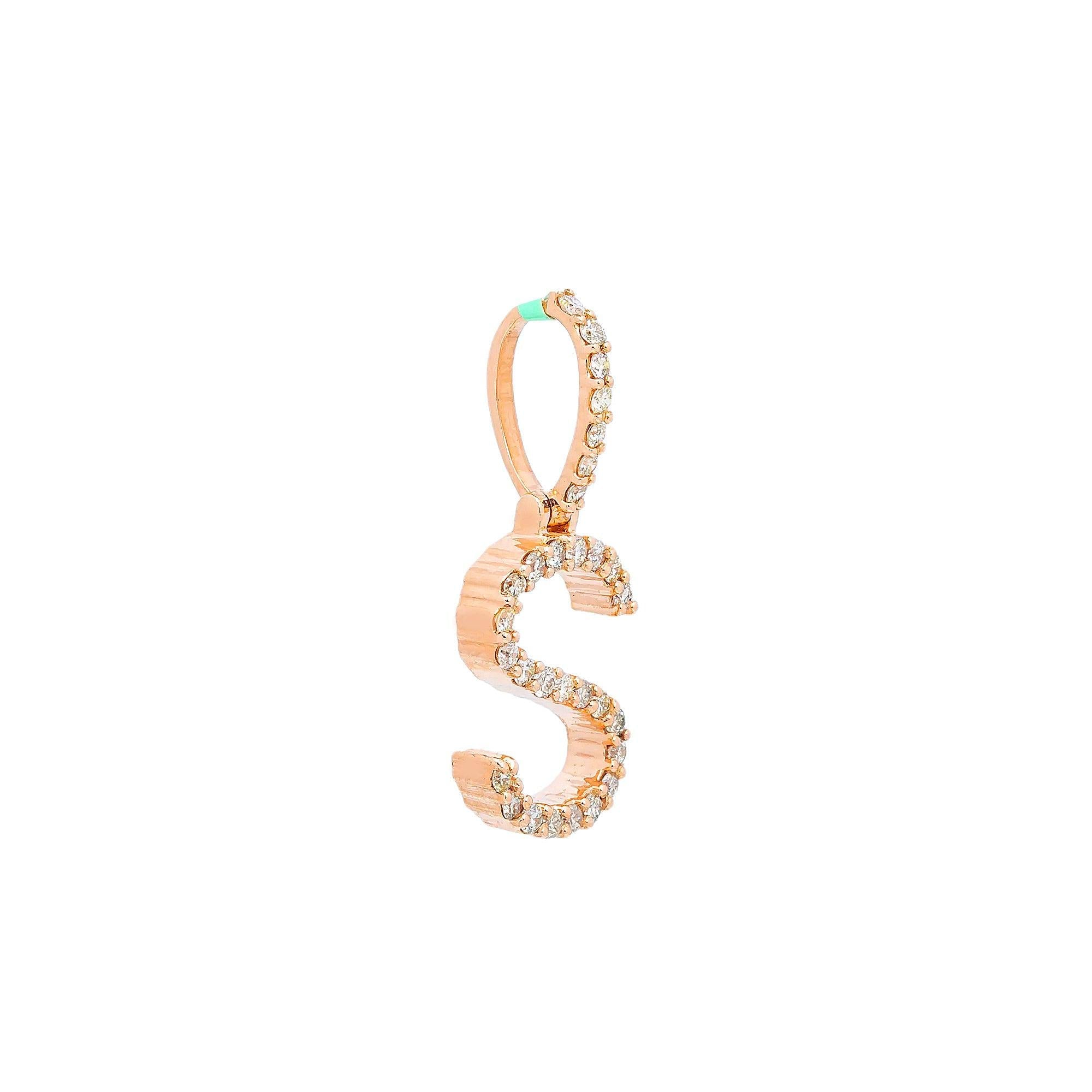 10K ROSE GOLD LETTER S PENDANT WITH 1.45 CT DIAMONDS