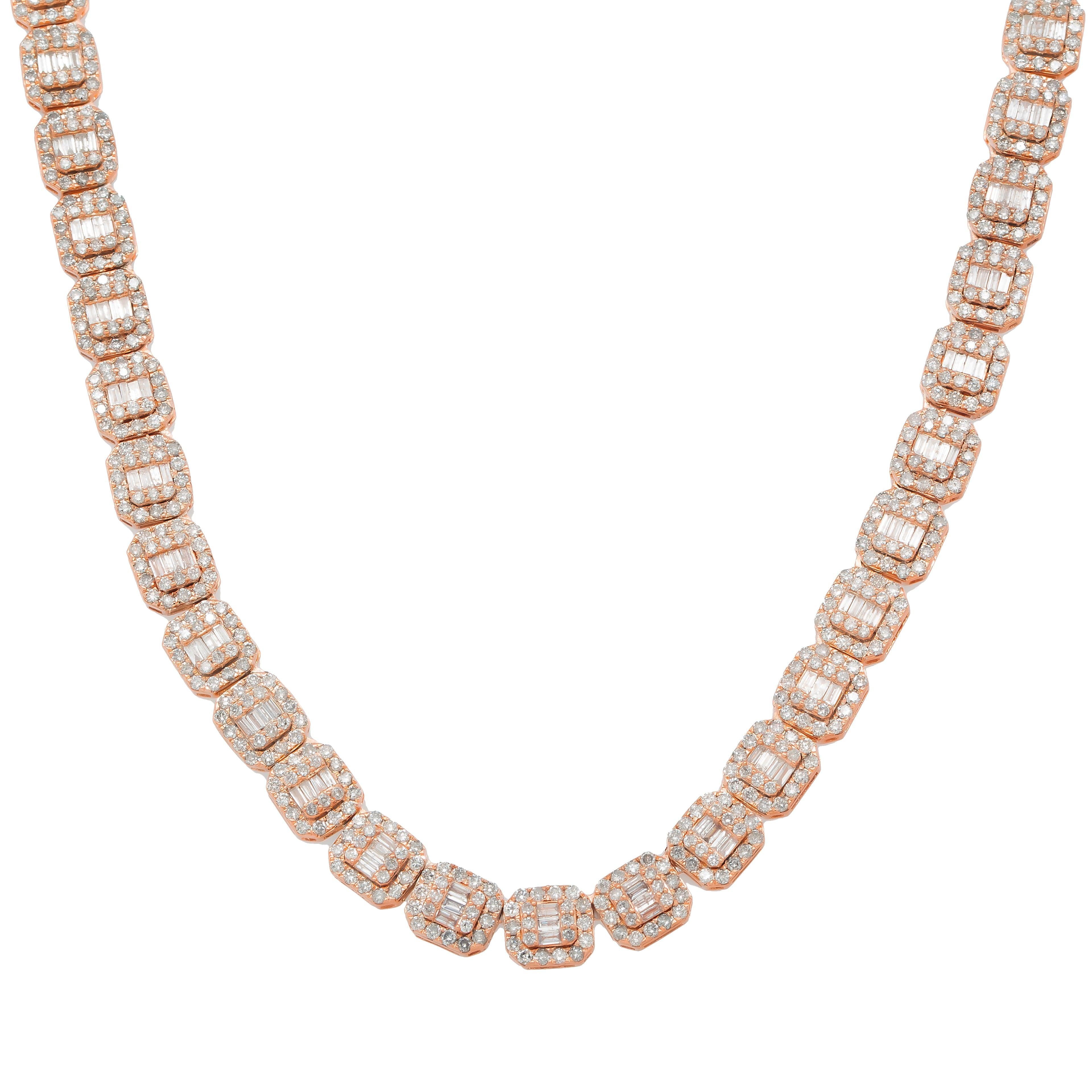10K GOLD BAGUETTE DIAMOND CHAIN 19.55 CT