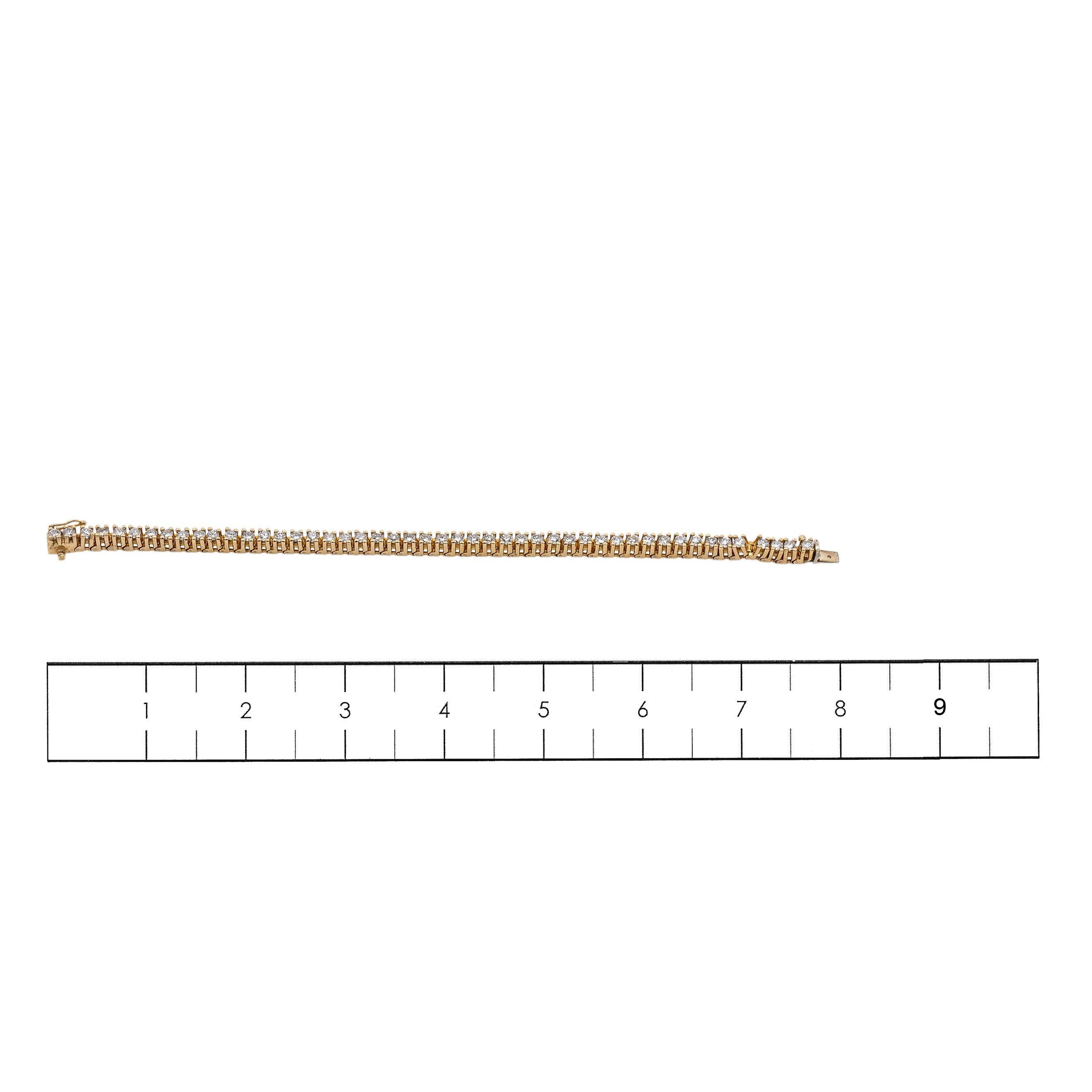 14K YELLOW GOLD WOMEN'S BRACELET WITH 6.50 CT DIAMONDS