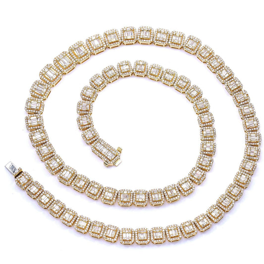 14K YELLOW GOLD  UNISEX DIAMOND CHAIN WITH 16.80 CT BAGUETTE DIAMONDS