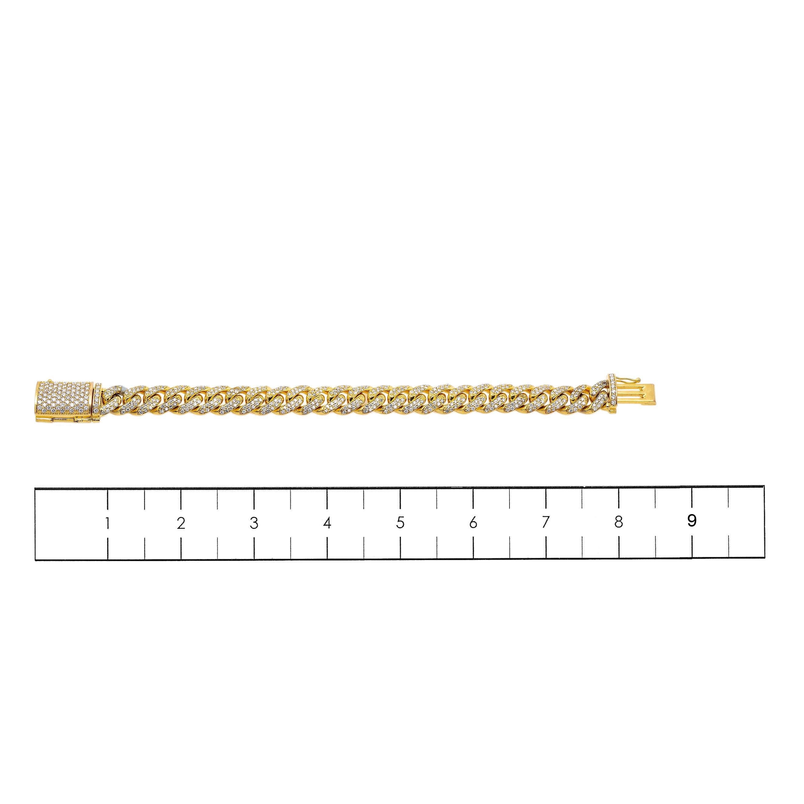 10K YELLOW GOLD CUBAN BRACELET WITH 7.50 CT DIAMONDS