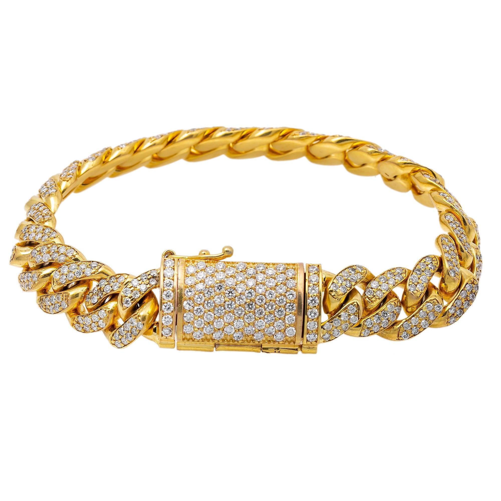 10K YELLOW GOLD CUBAN BRACELET WITH 7.50 CT DIAMONDS