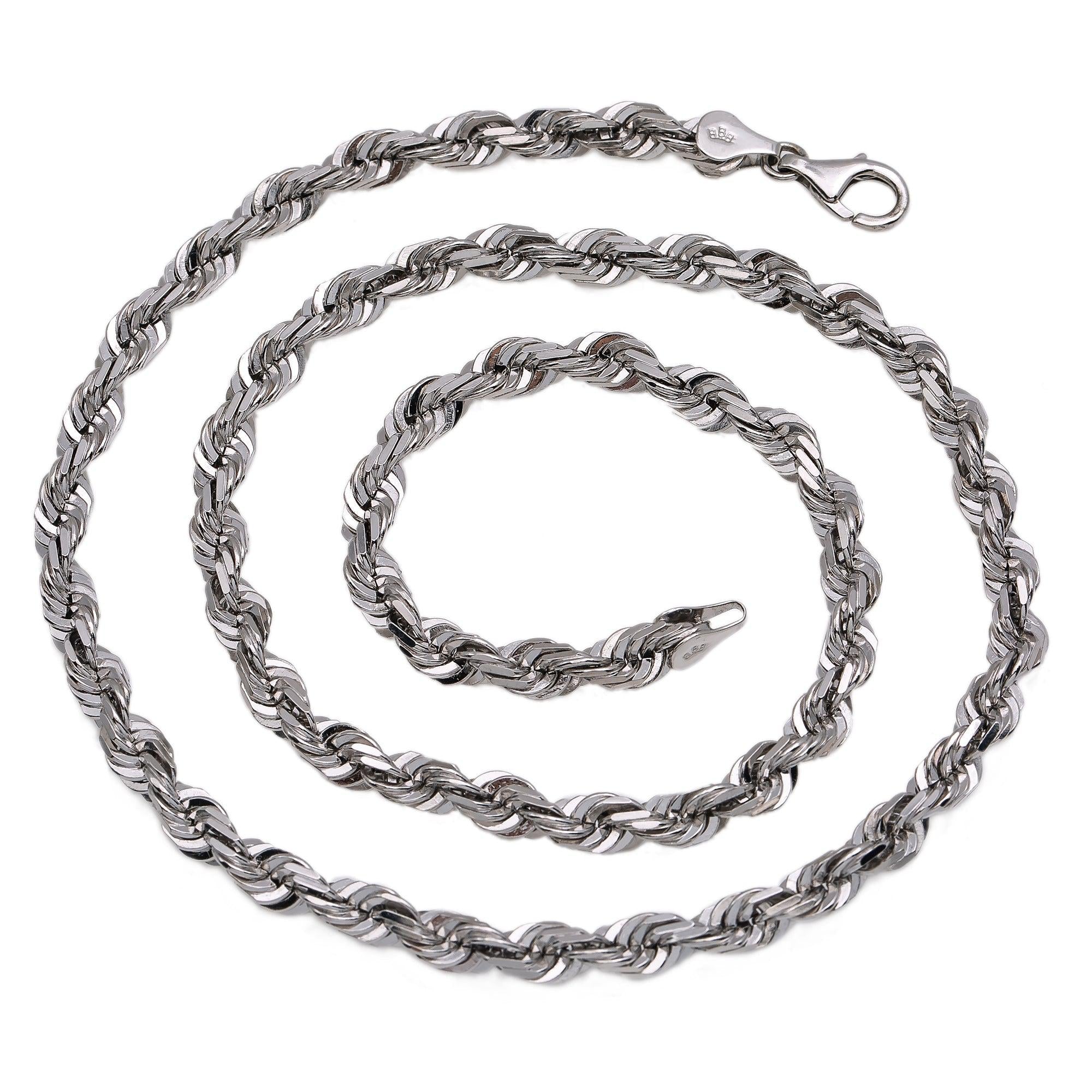 10K WHITE GOLD HOLLOW ROPE CHAIN