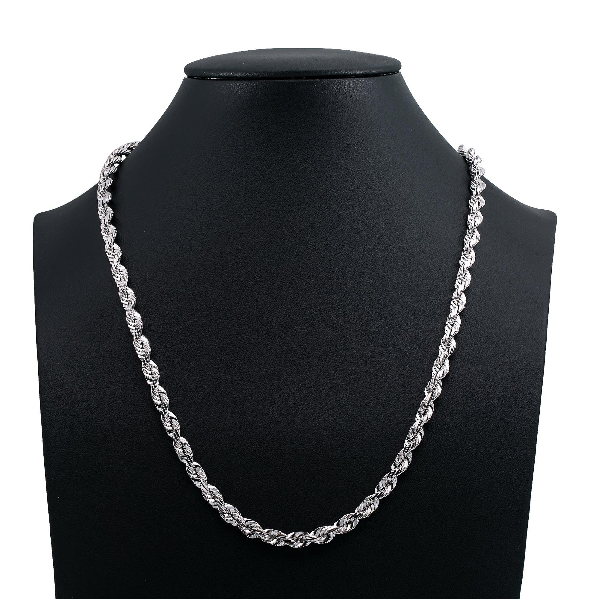 10K WHITE GOLD HOLLOW ROPE CHAIN