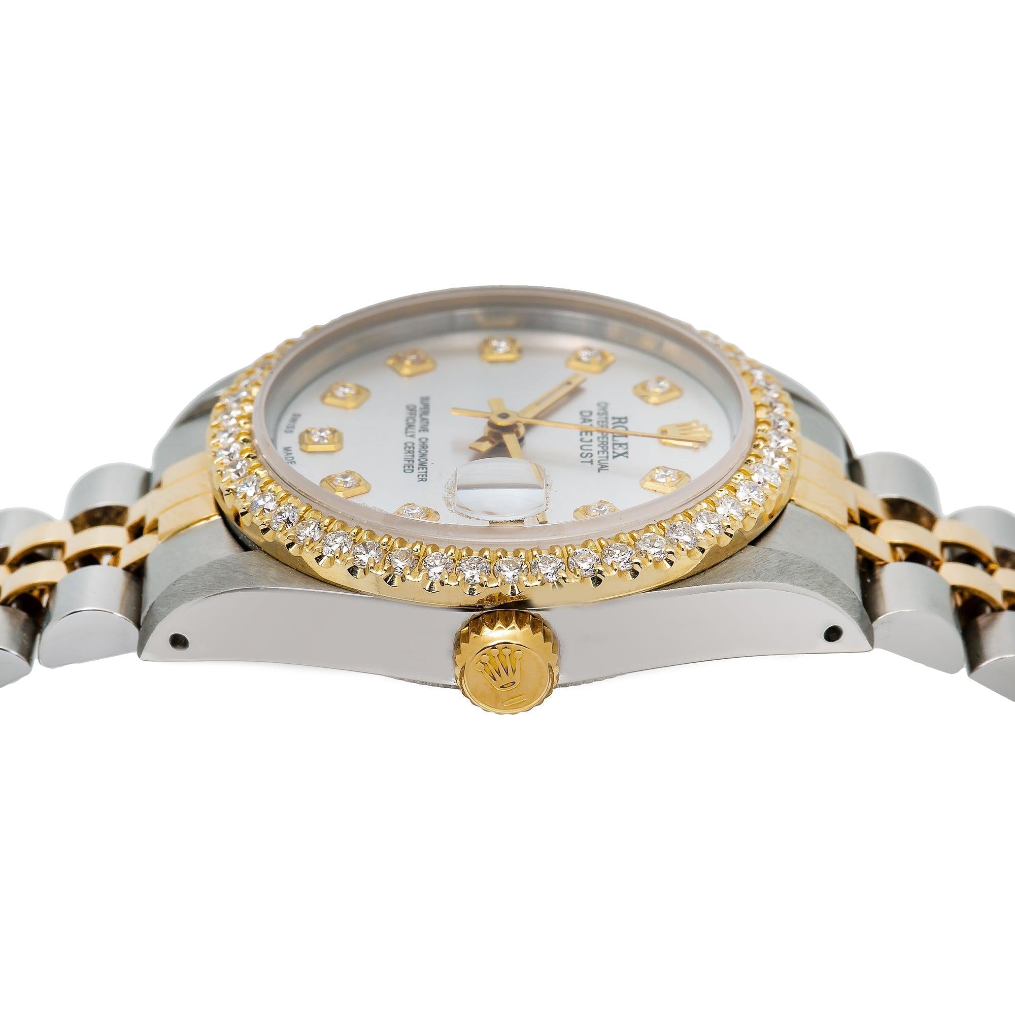 Rolex Lady-Datejust 68273 31MM Silver Diamond Dial With Two Tone Bracelet