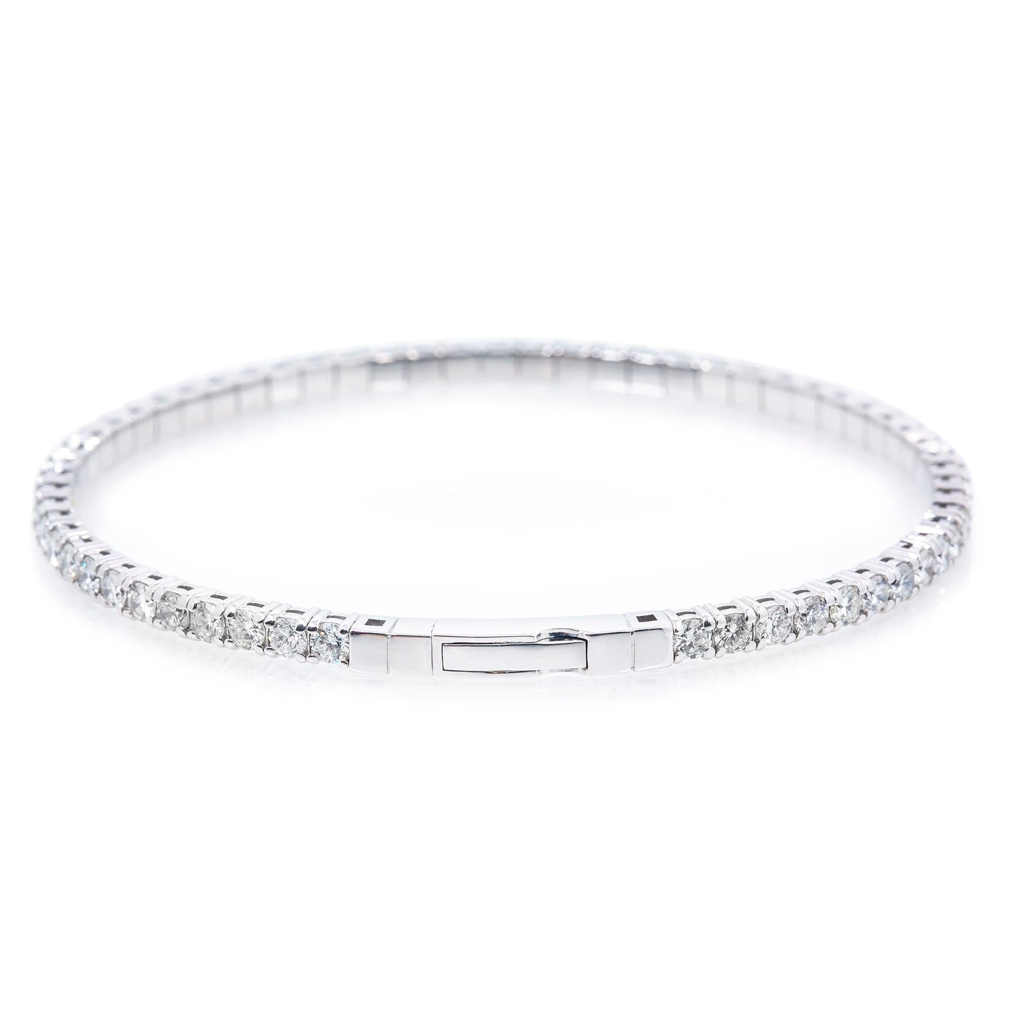 14K WHITE GOLD TENNIS BRACELET WITH 4.06 CT SEVEN POINTERS DIAMONDS