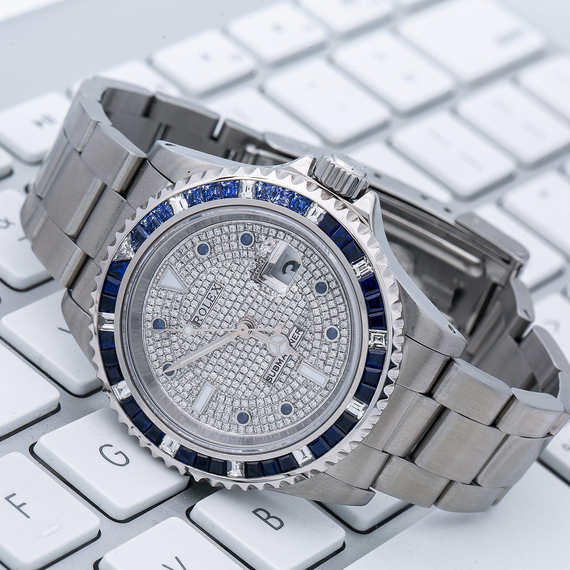 Rolex Submariner Date 16610 40MM Silver Diamond Dial With Stainless Steel Oyster Bracelet