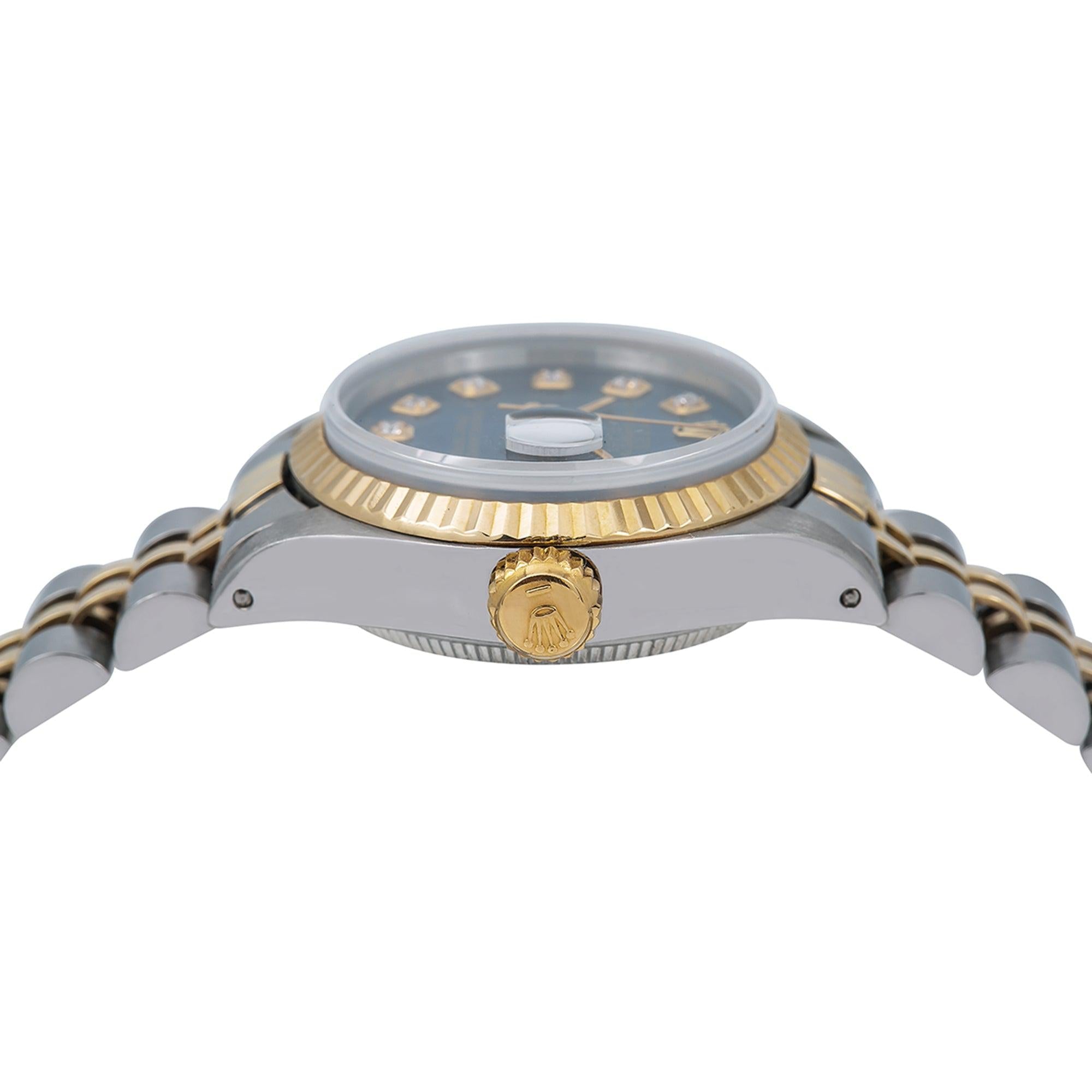 Rolex Datejust Diamond Watch  6917 26mm Blue Diamond Dial With Two Tone Jubilee Bracelet