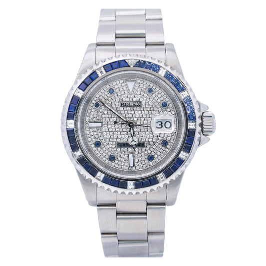 Rolex Submariner Date 16610 40MM Silver Diamond Dial With Stainless Steel Oyster Bracelet