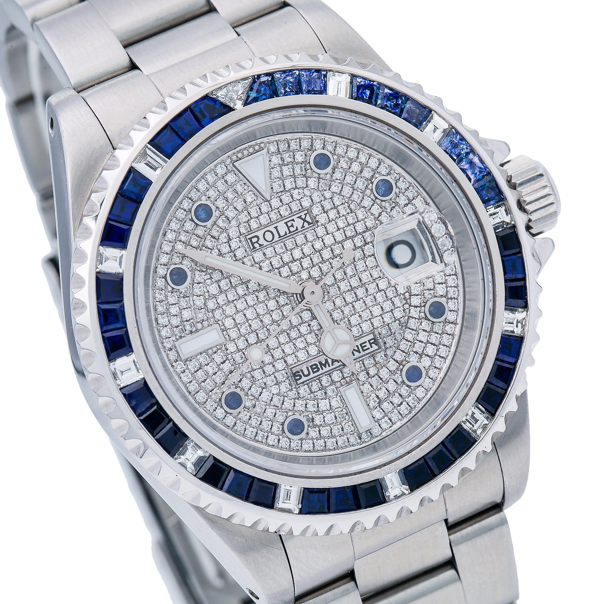 Rolex Submariner Date 16610 40MM Silver Diamond Dial With Stainless Steel Oyster Bracelet