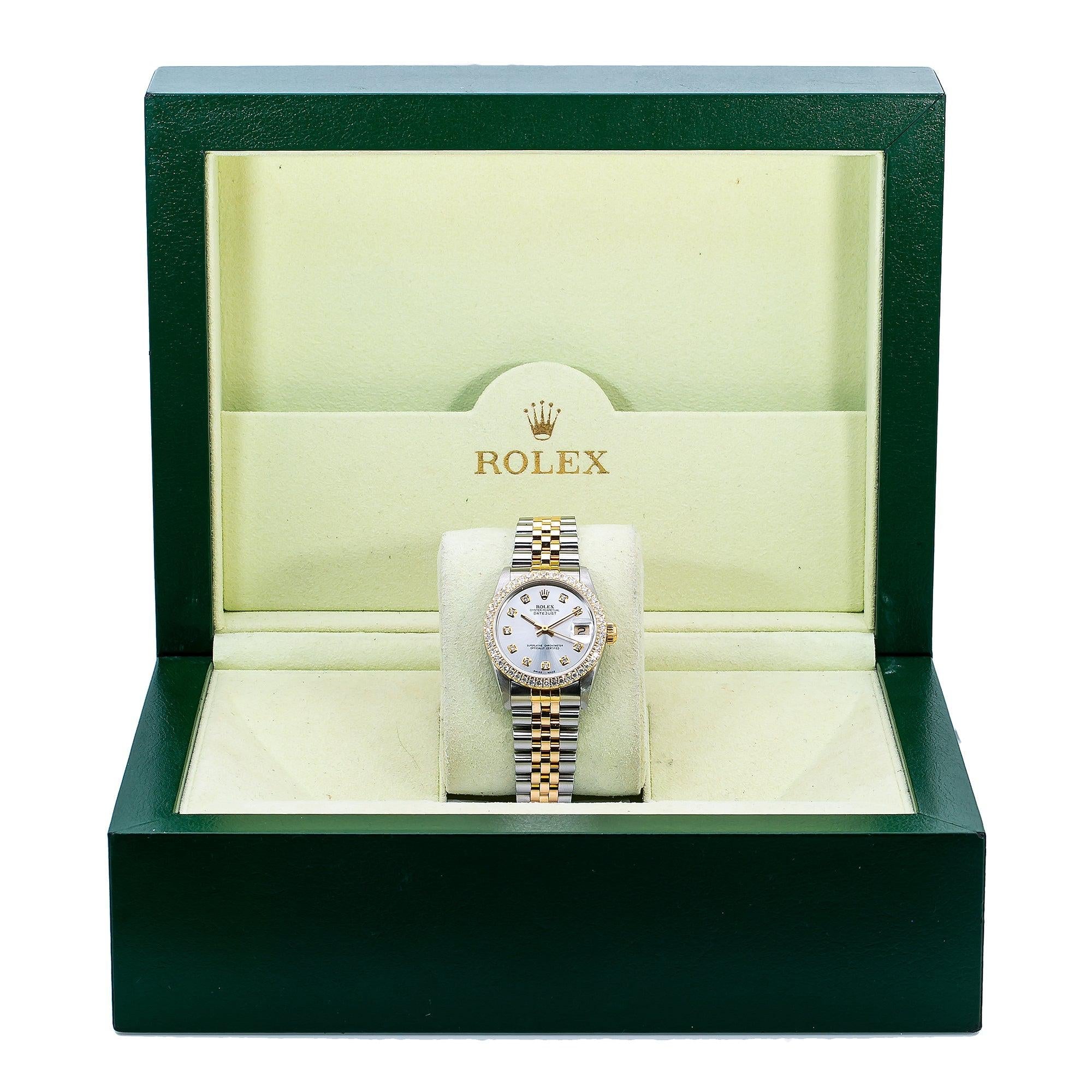 Rolex Lady-Datejust 68273 31MM Silver Diamond Dial With Two Tone Bracelet