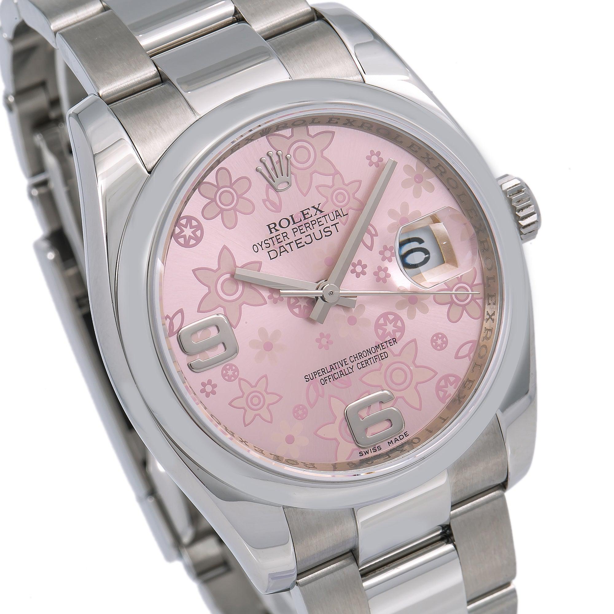 Rolex Datejust 116200 36MM Pink Floral Dial With Stainless Steel Oyster Bracelet
