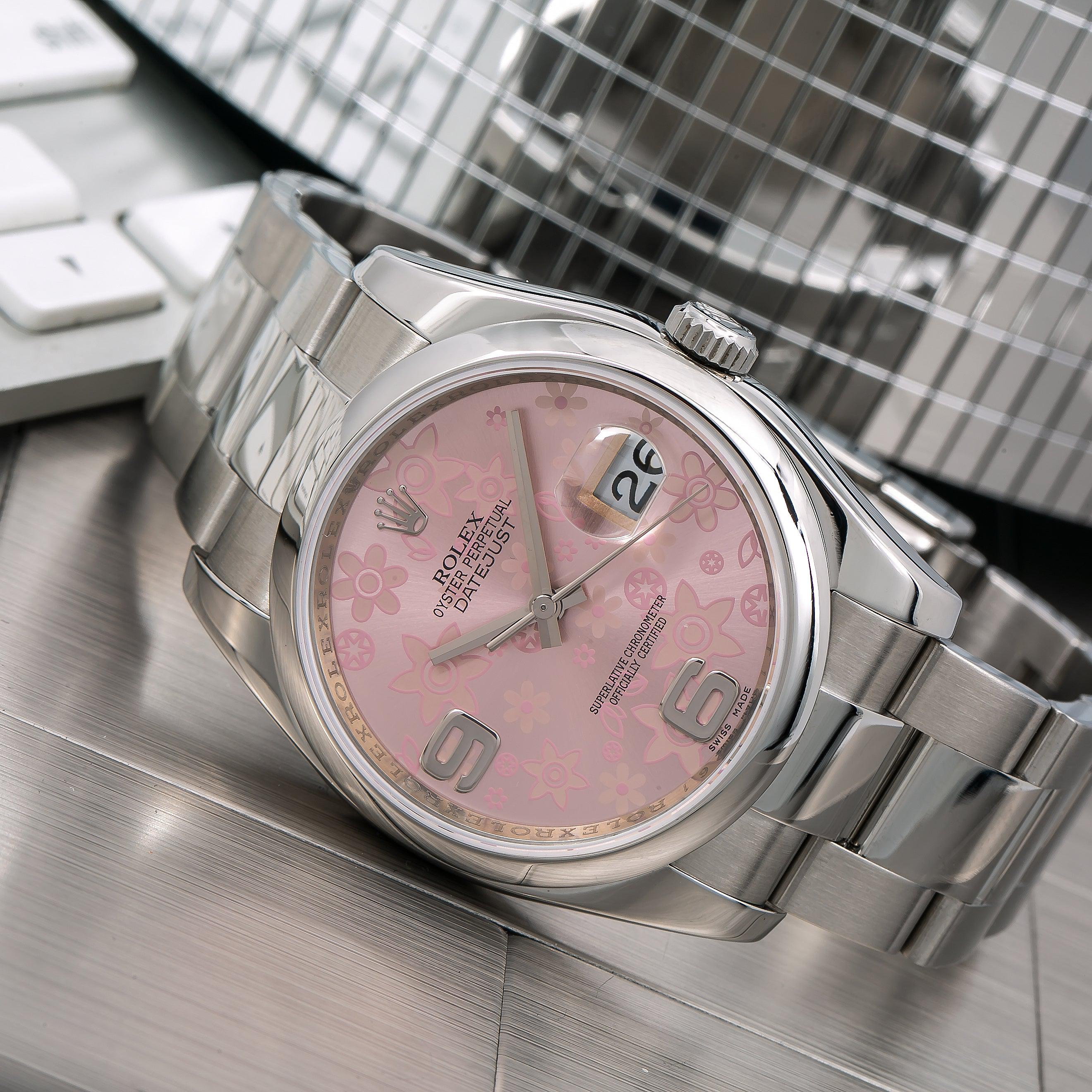 Rolex Datejust 116200 36MM Pink Floral Dial With Stainless Steel Oyster Bracelet