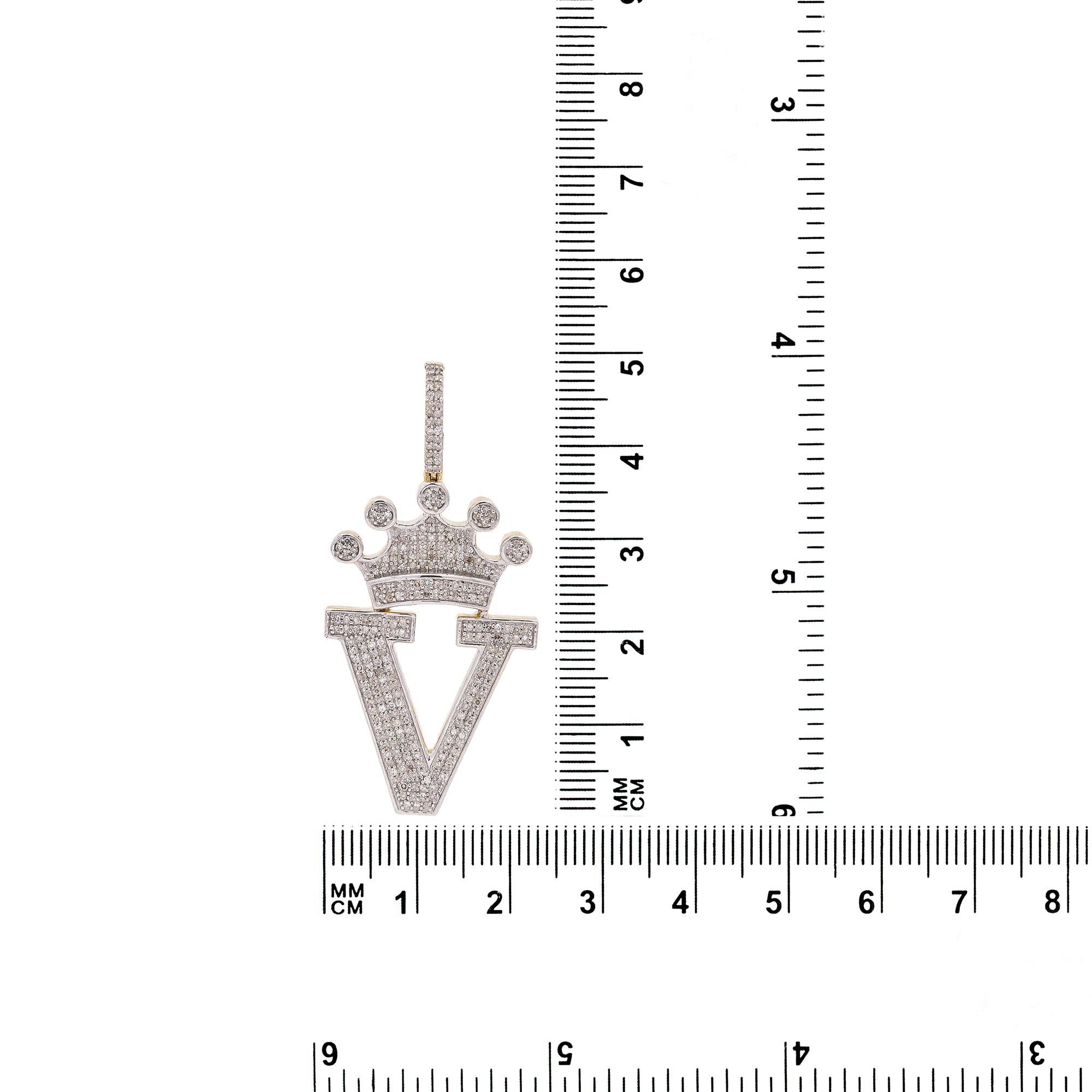 14K Yellow Gold Letter "V" Women's Pendant with Diamonds