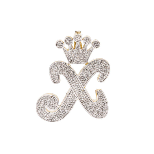 14K Yellow Gold Letter "X" Women's Pendant with Diamonds