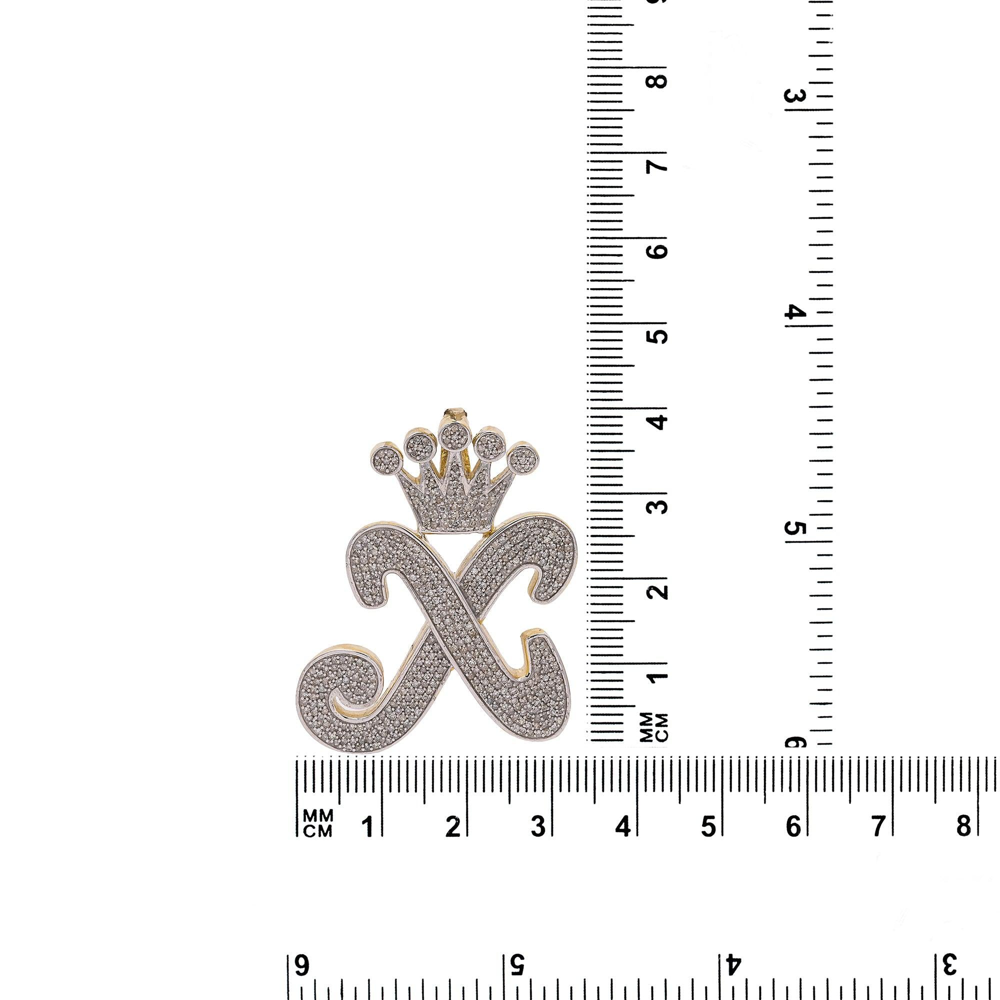 14K Yellow Gold Letter "X" Women's Pendant with Diamonds