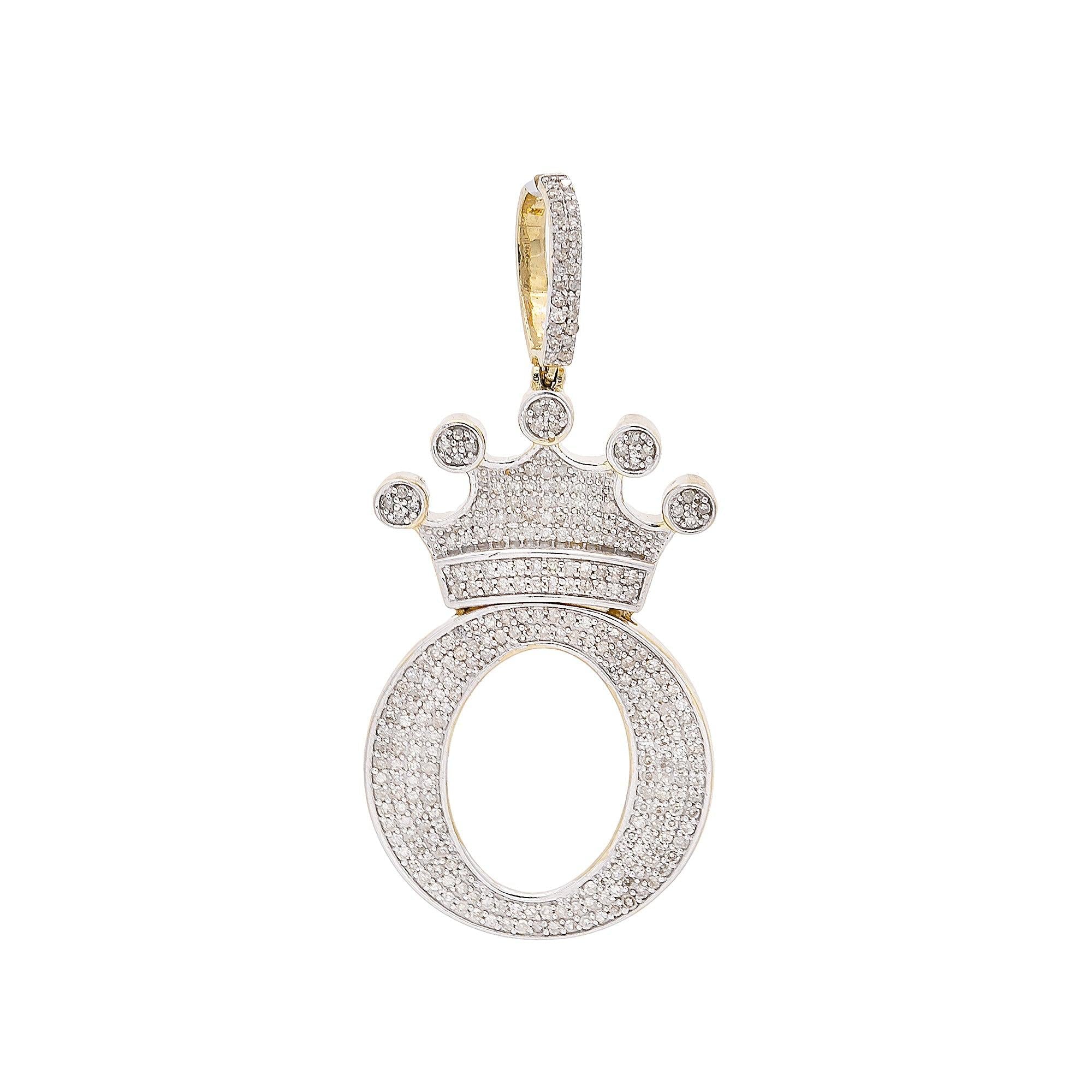 14K Yellow Gold Letter "O" Women's Pendant with Diamonds