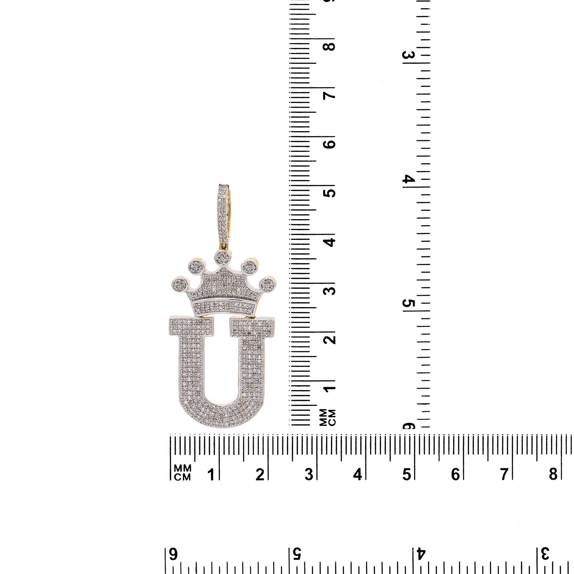 14K Yellow Gold Letter "U" Women's Pendant with Diamonds