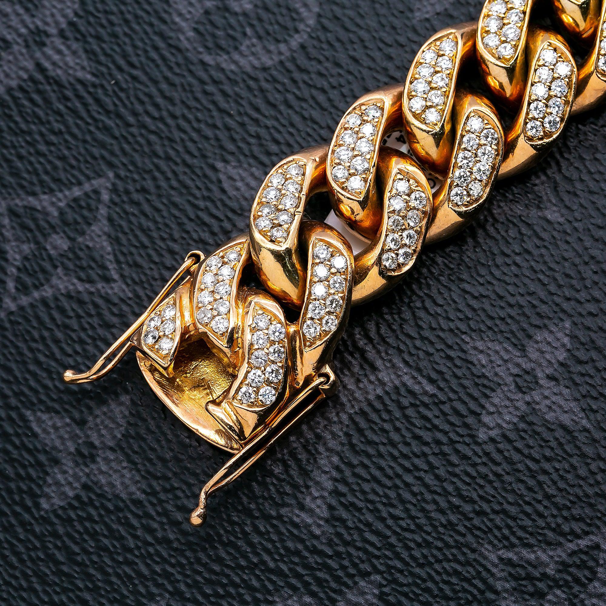 10K ROSE GOLD 9.5" CUBAN BRACELET WITH 13.00 CT DIAMONDS