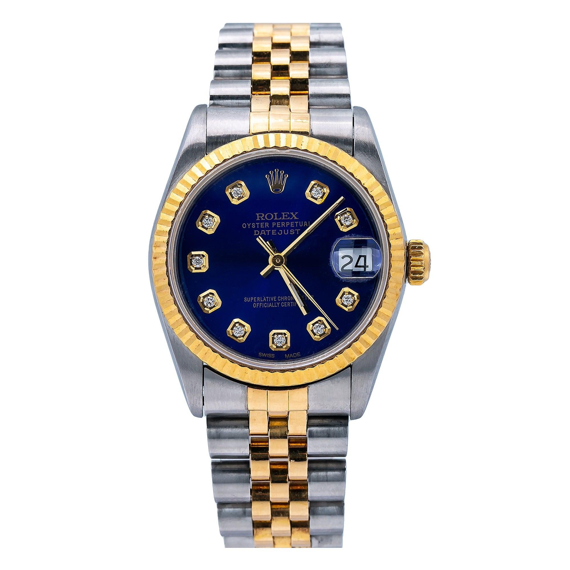 Rolex Lady-Datejust 68273 31MM Blue Diamond Dial With Two Tone Jubilee Bracelet