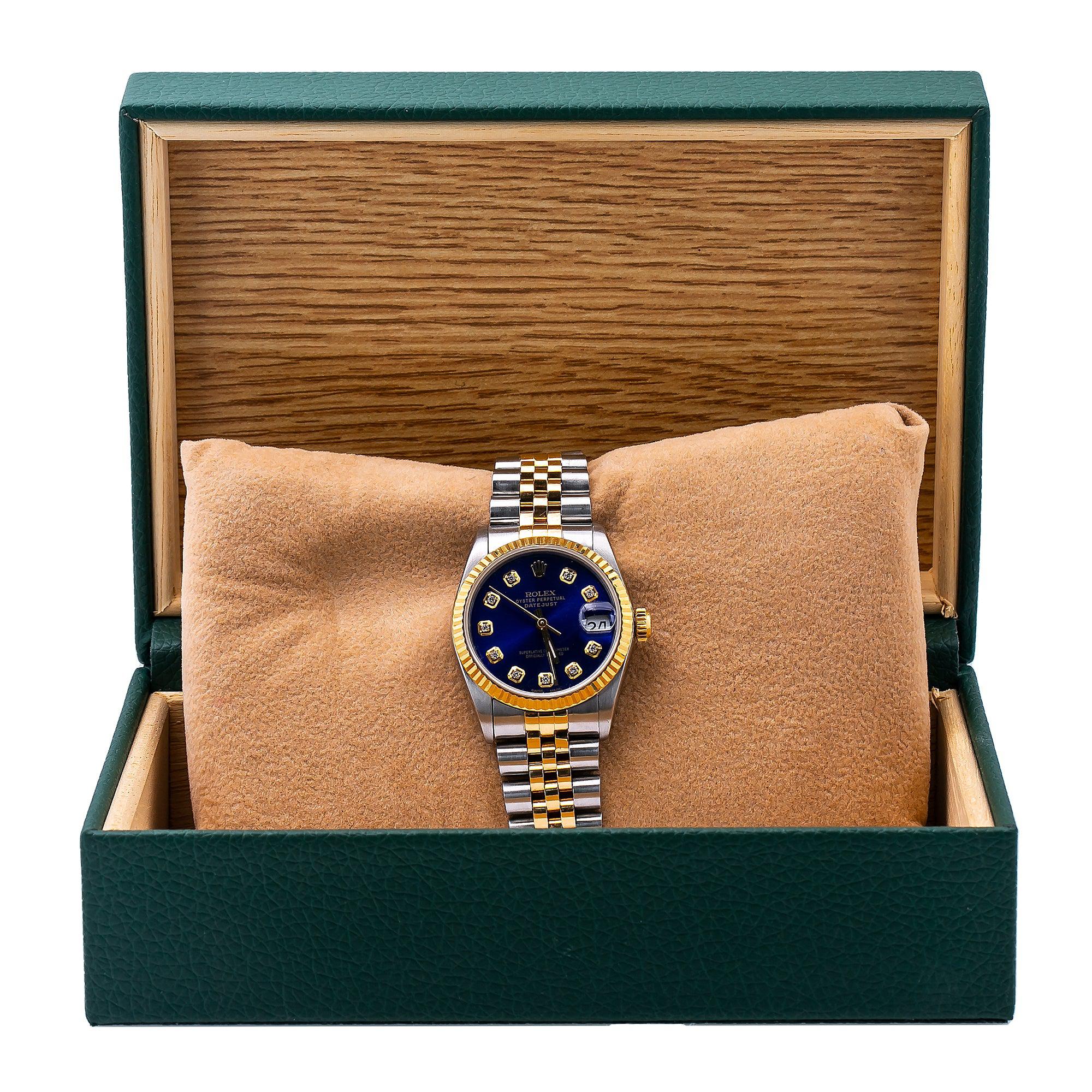 Rolex Lady-Datejust 68273 31MM Blue Diamond Dial With Two Tone Jubilee Bracelet