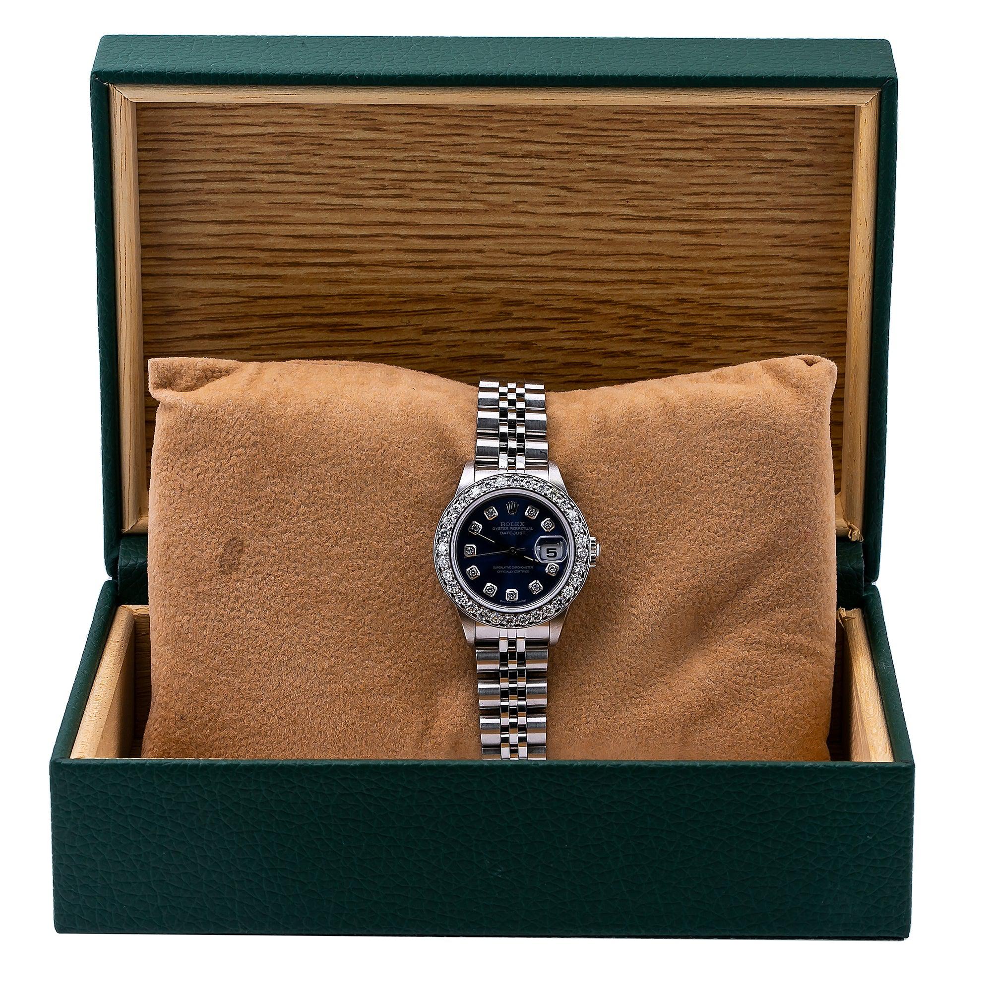 Rolex Lady-Datejust 69174 26MM Blue Diamond Dial With 0.90 CT Diamonds