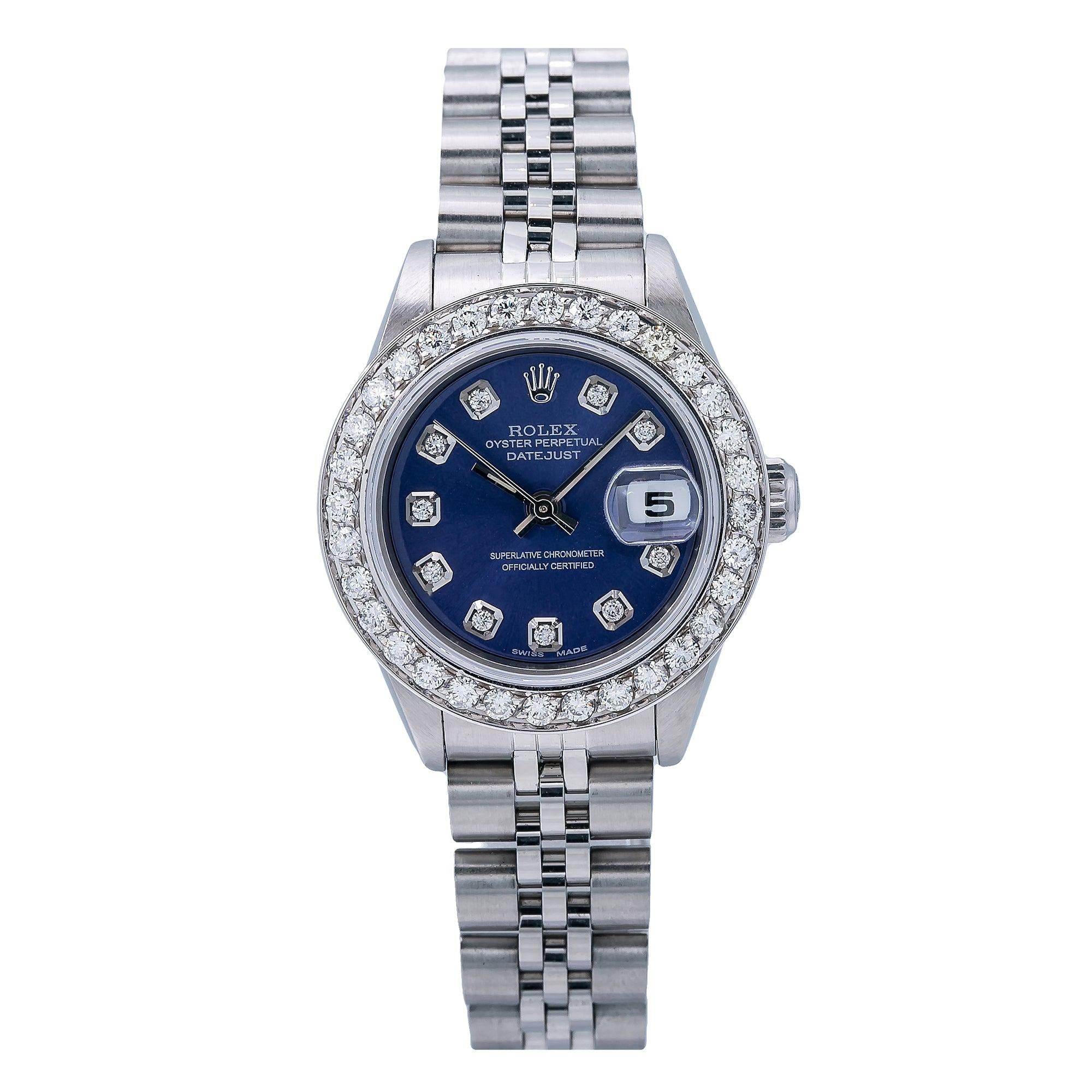 Rolex Lady-Datejust 69174 26MM Blue Diamond Dial With 0.90 CT Diamonds