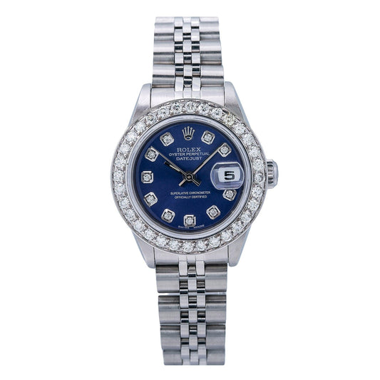 Rolex Lady-Datejust 69174 26MM Blue Diamond Dial With 0.90 CT Diamonds